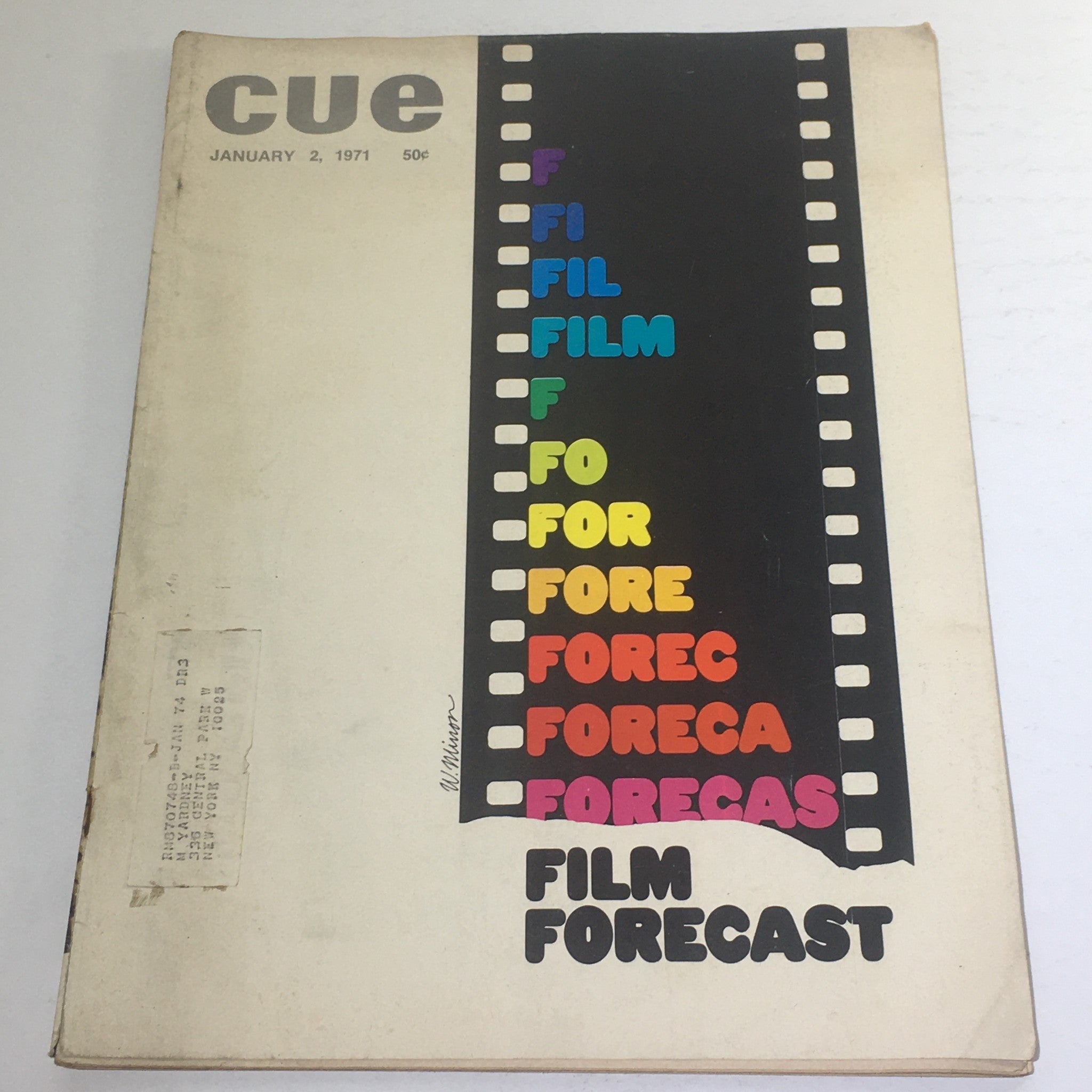 Cue Magazine: January 2 1971 - Film Forecast Full Magazine/Theme Cover W. Minon