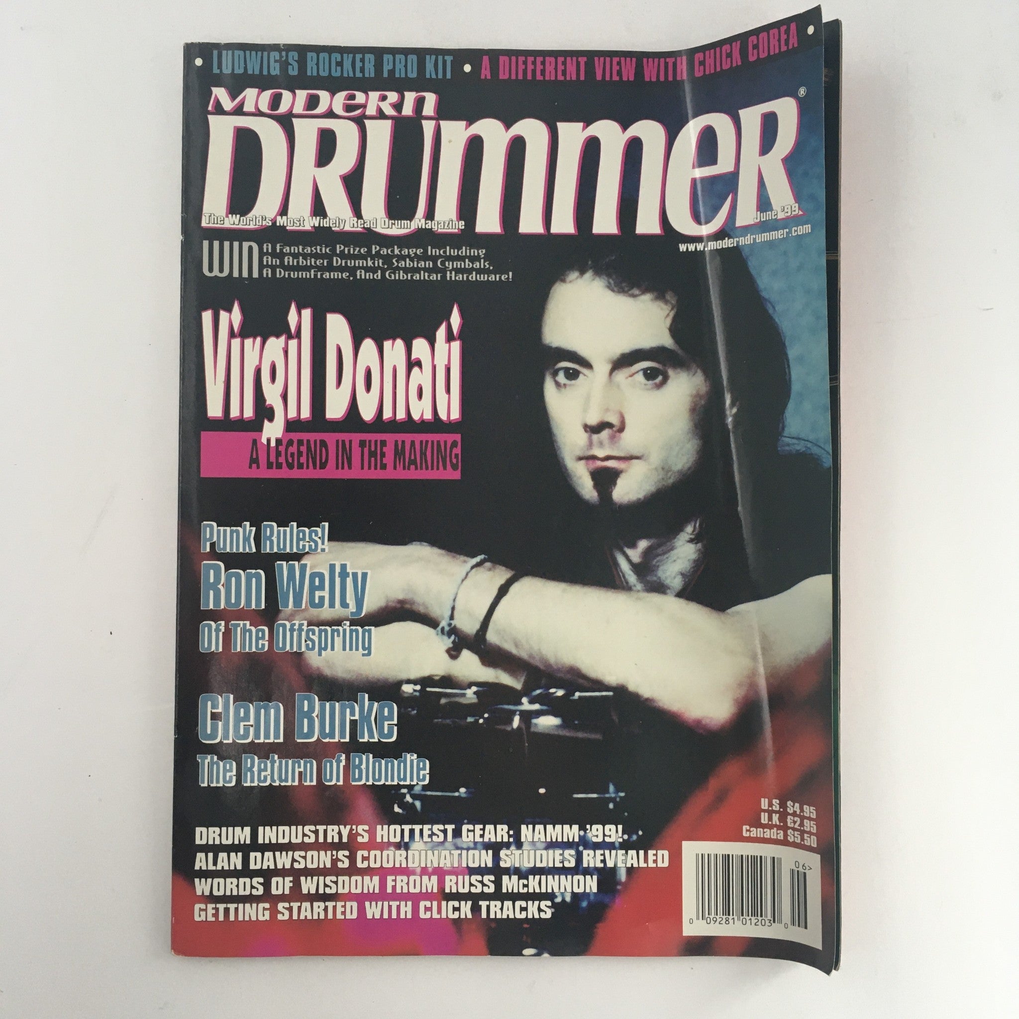 Modern Drummer Magazine June 1999 Virgil Donati & Ron Welty & Clem Burke