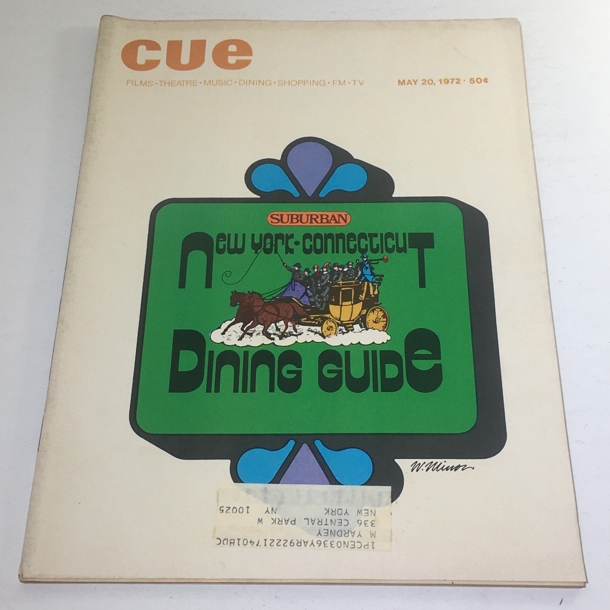 Cue Magazine: May 20 1972 - Suburban New York and Connecticut Dining Guide