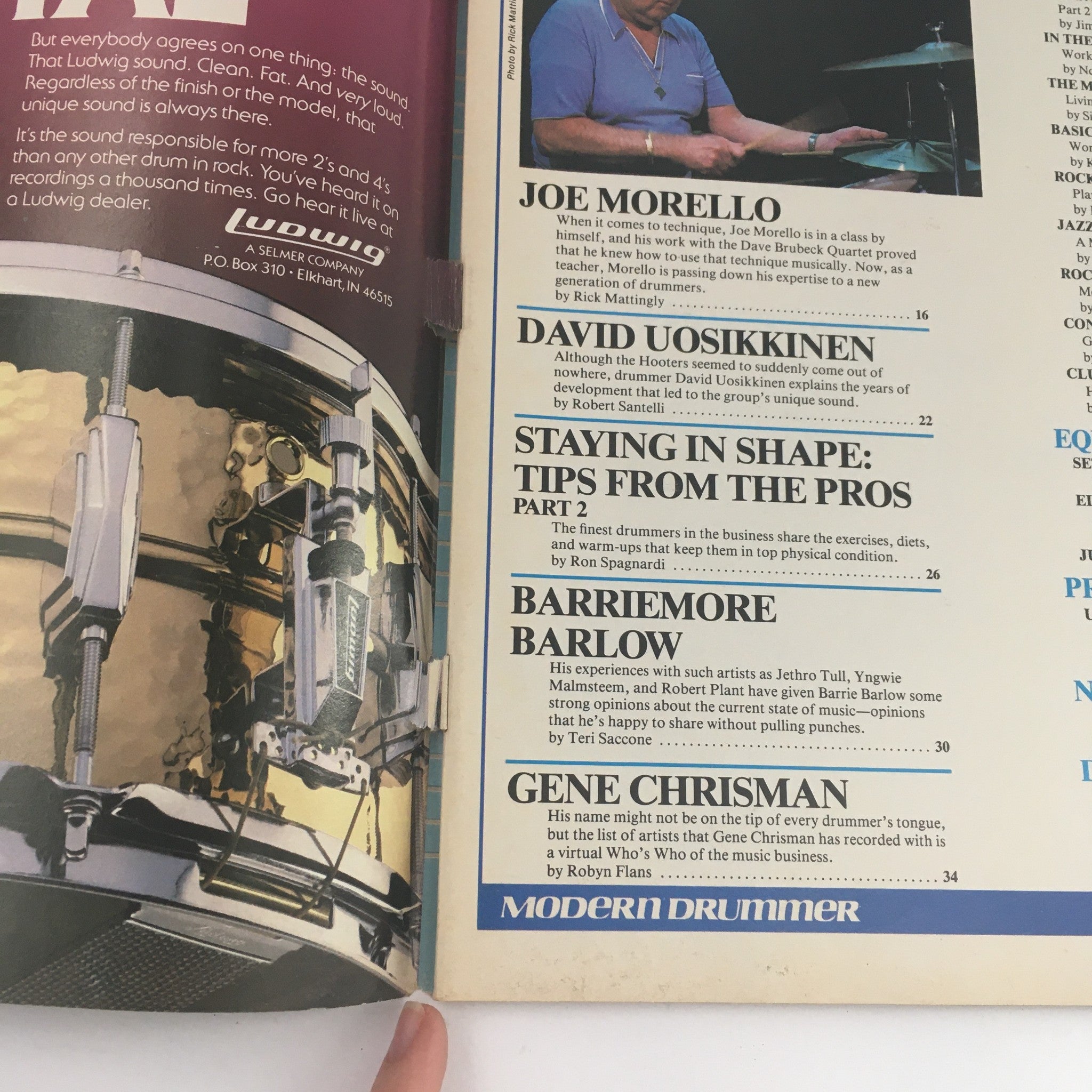 Modern Drummer Magazine November 1986 Joe Morello, David Uosikkinen & Mel Gaynor