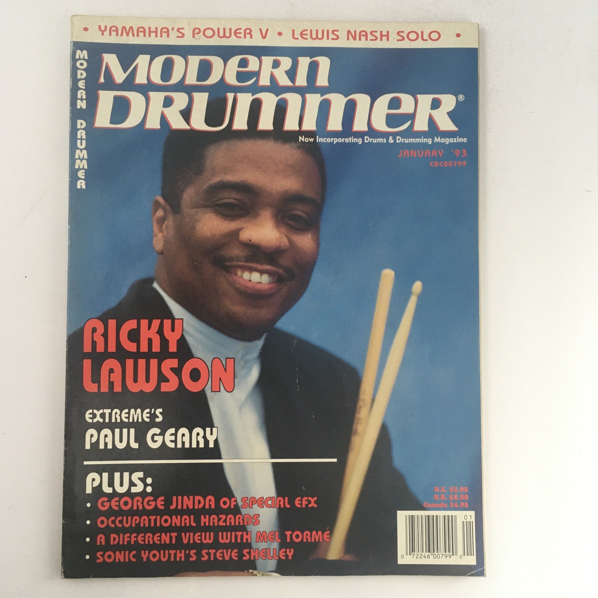 Modern Drummer Magazine January 1993 Ricky Lawson & Paul Geary & George Jinda