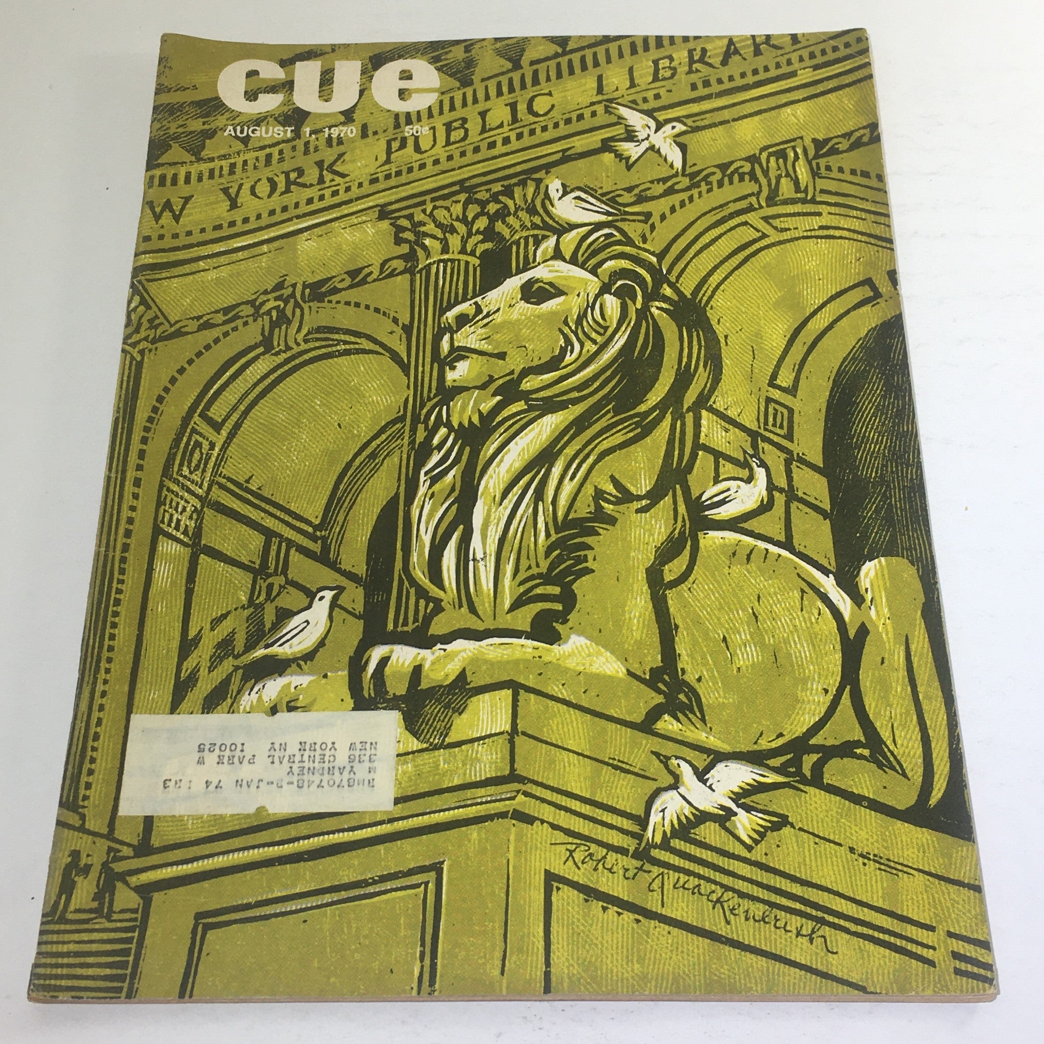 Cue Magazine: August 1 1970 - New York Public Library Cover: Robert Quackenbush