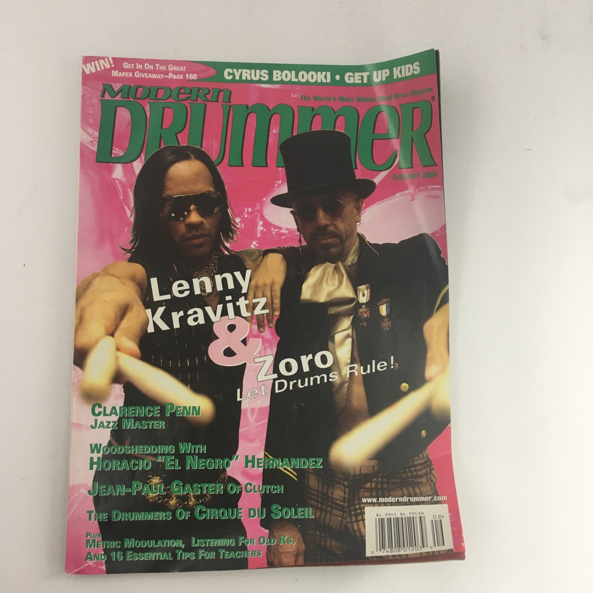 Modern Drummer Magazine September 2004 Lenny Kravitz & Zoro & Clarence Penn