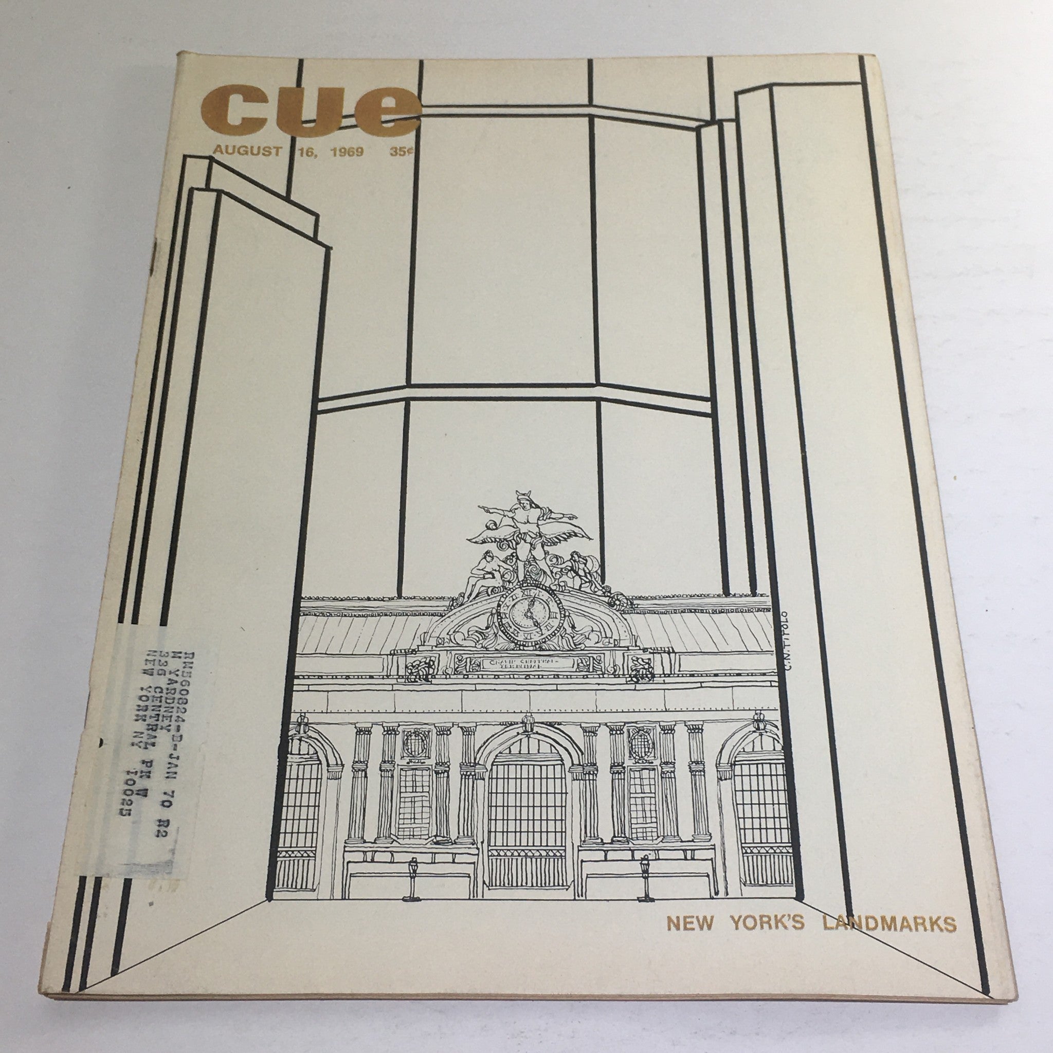 Cue Magazine: August 16 1969 - New York's Landmark/Theme Cover C.N. Titolo