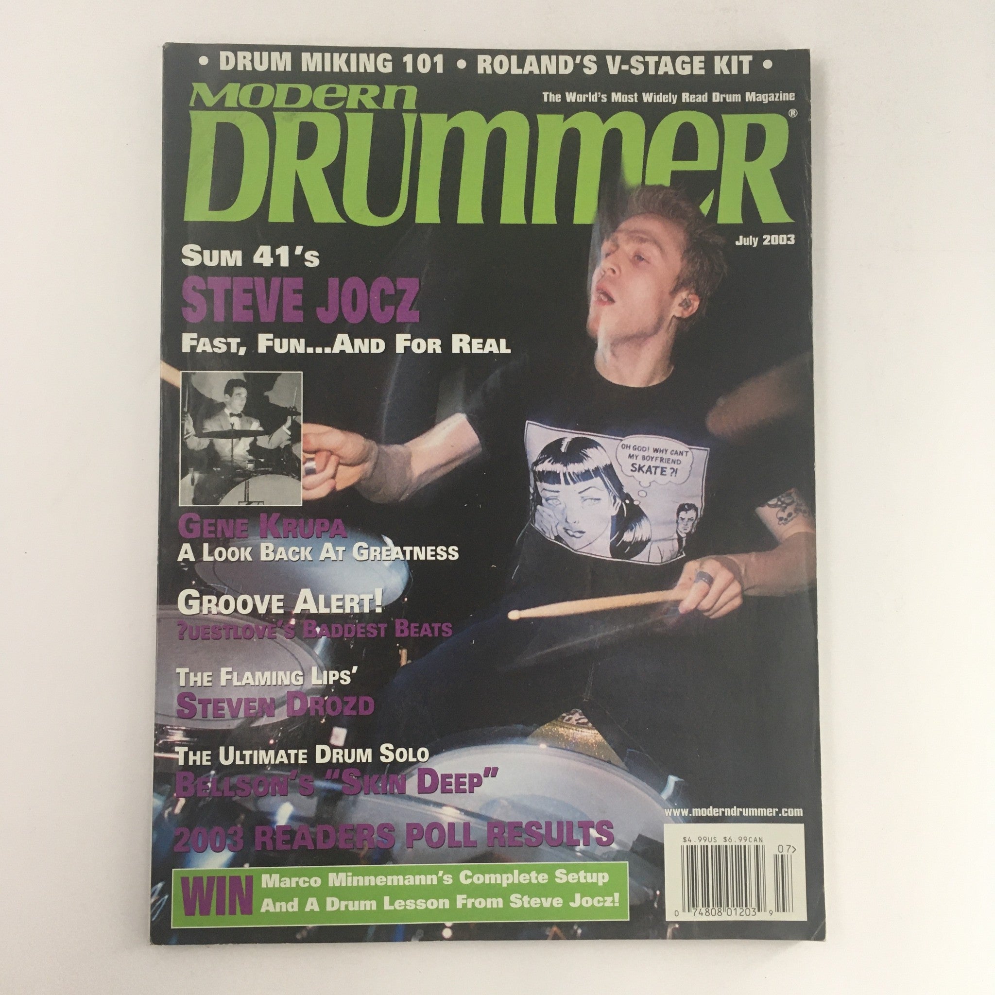 Modern Drummer Magazine July 2003 Steve Jocz & Gene Krupa & Steven Drozd