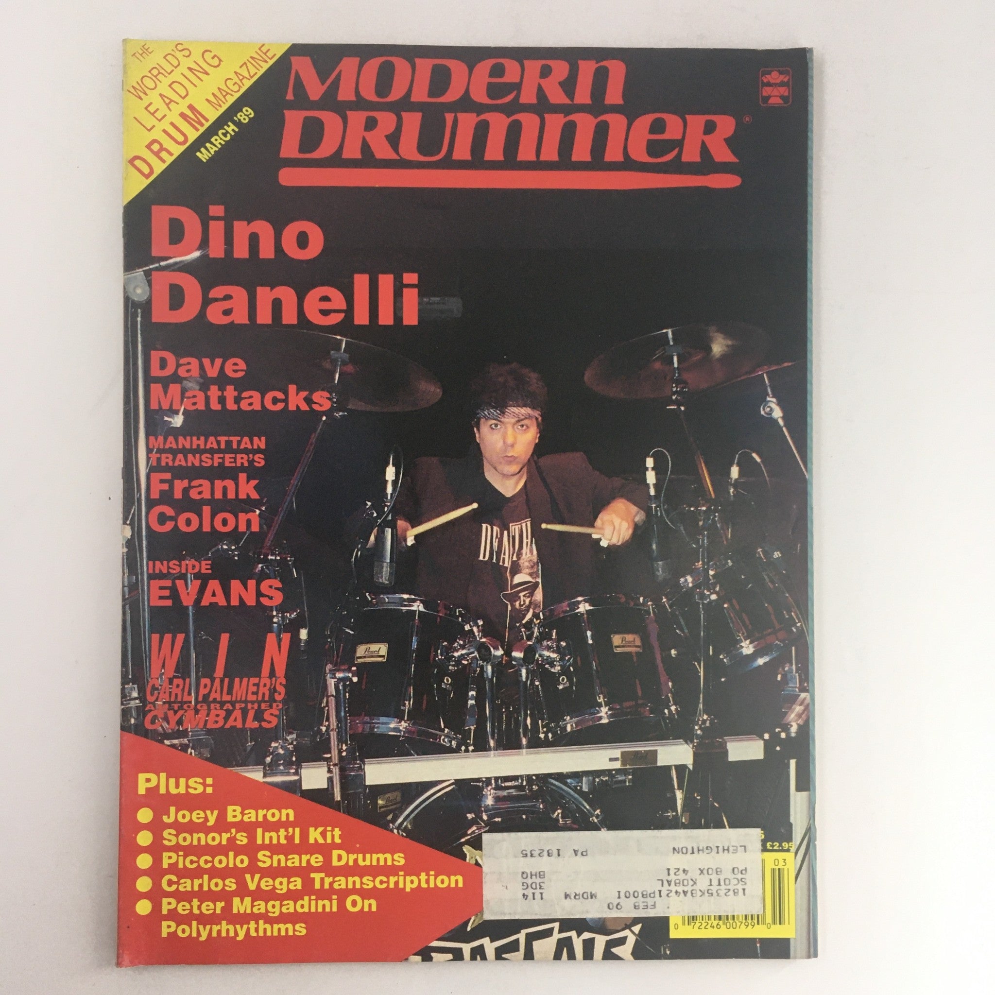 Modern Drummer Magazine March 1989 Dino Danelli & Dave Mattacks & Frank Colon VG