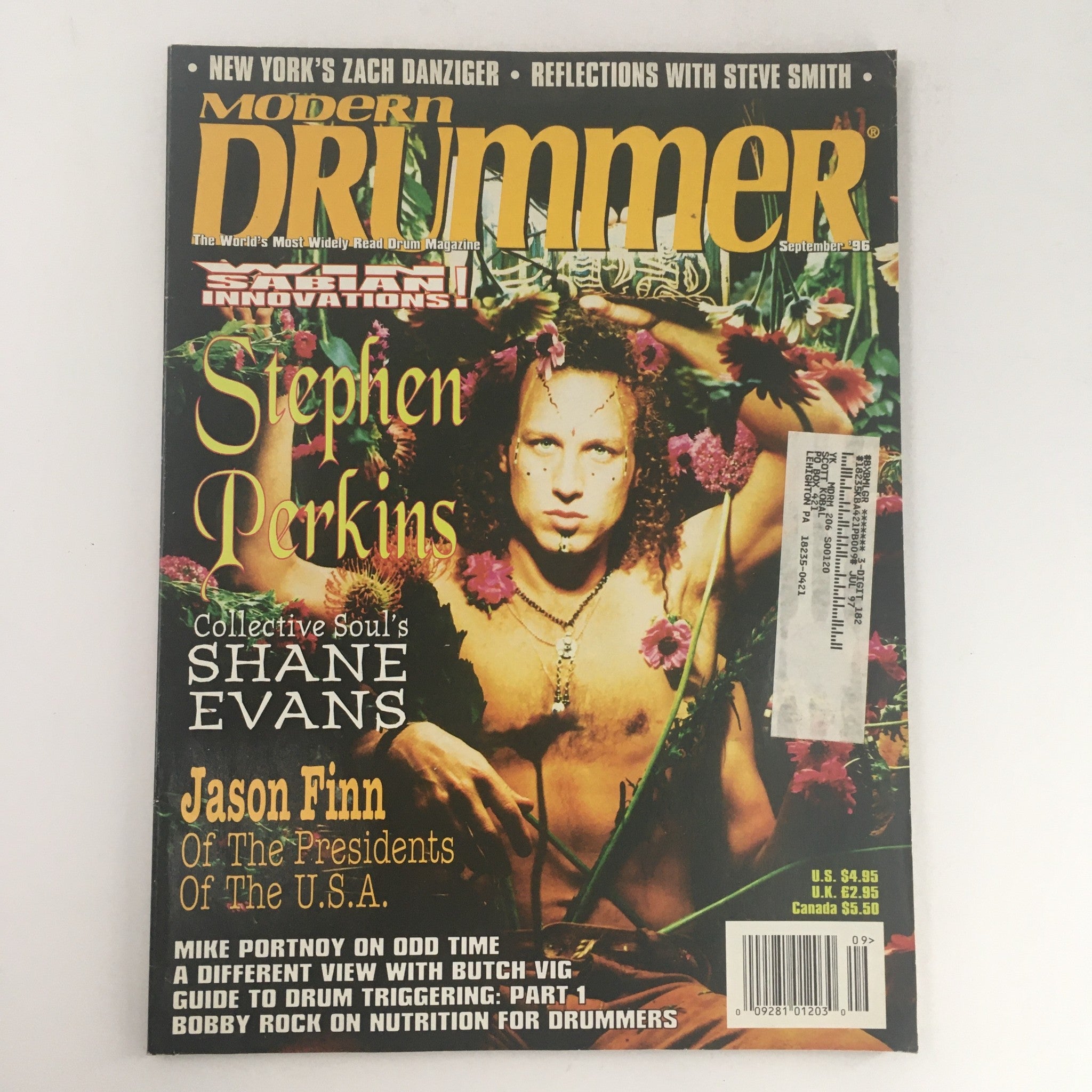 Modern Drummer Magazine September 1996 Stephen Perkins, Shane Evans & Jason Finn