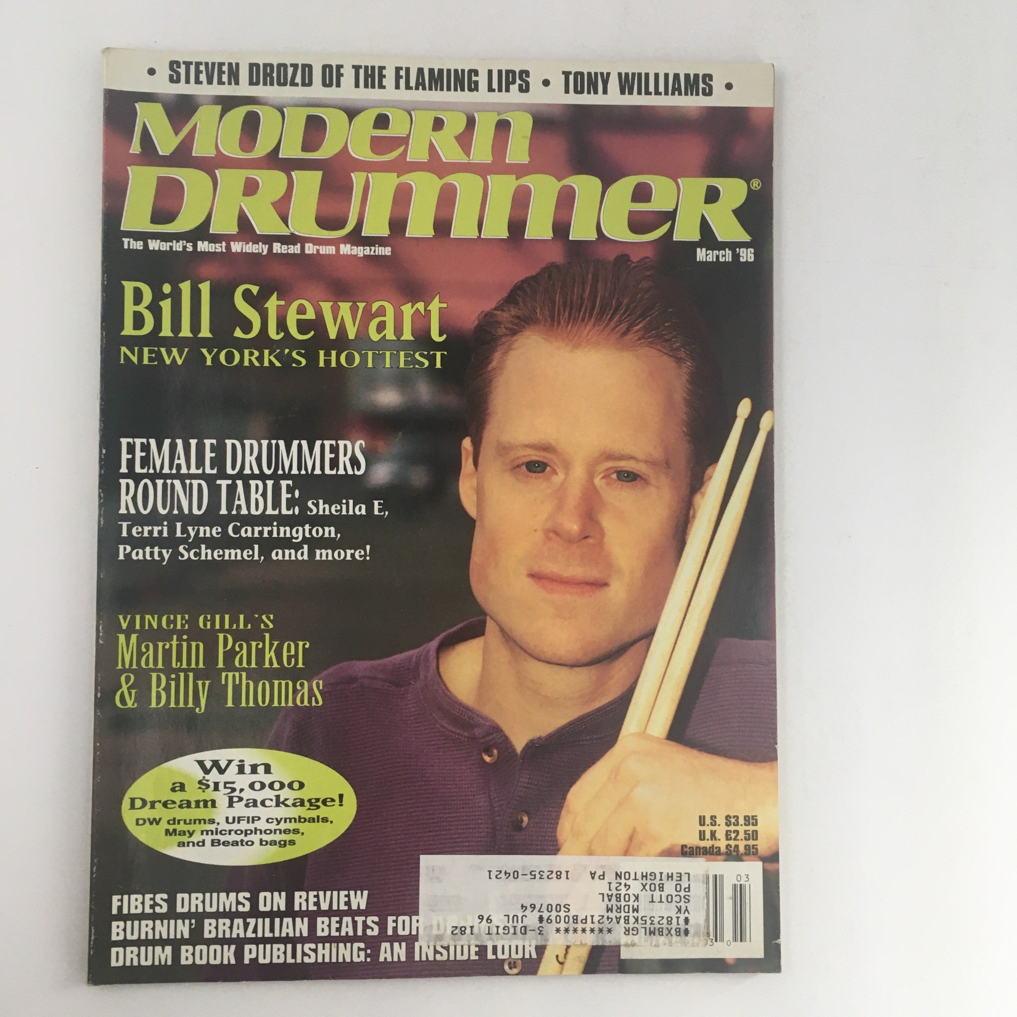 Modern Drummer Magazine March 1996 Bill Stewart & Sheila E. & Terri Lyne, VG