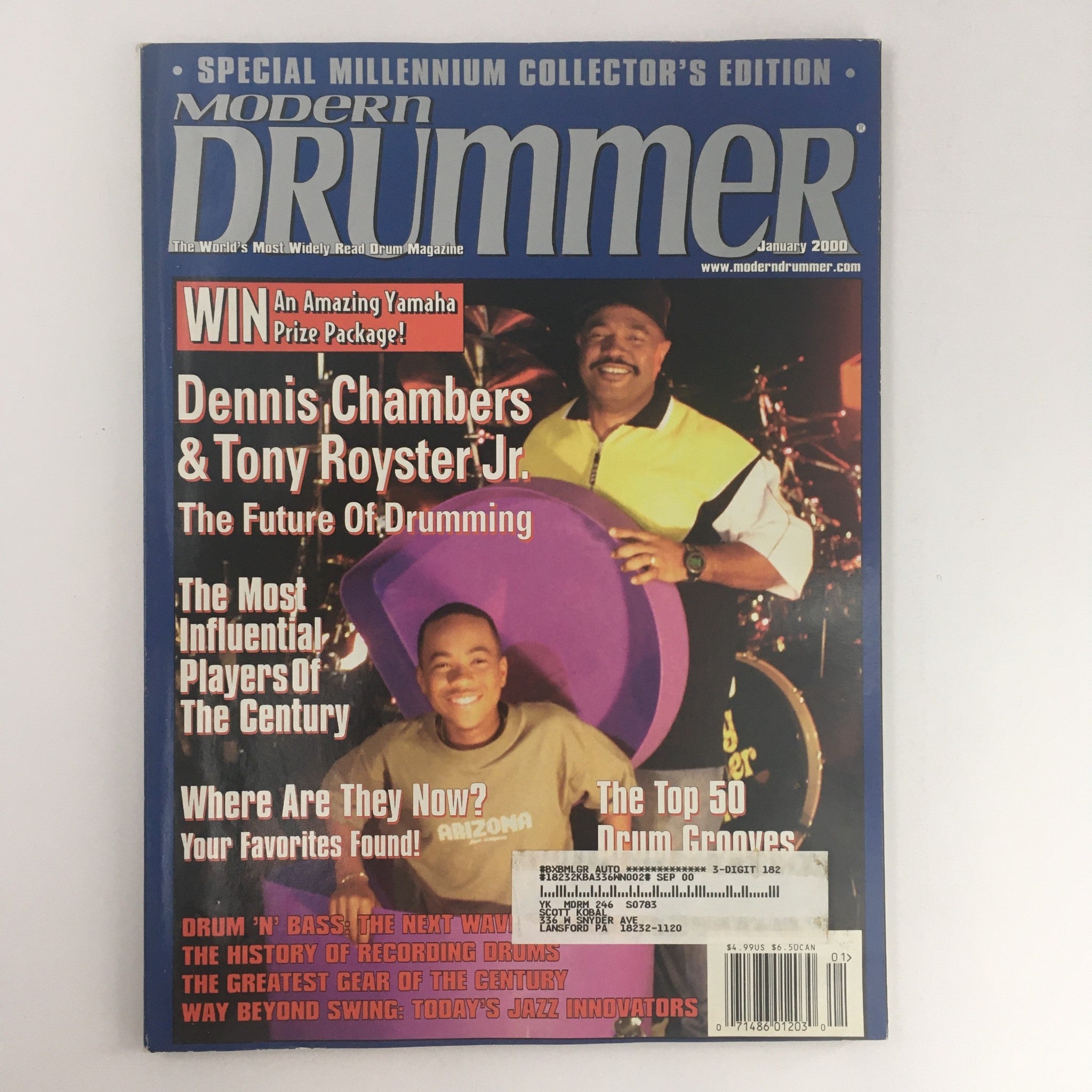 Modern Drummer Magazine January 2000 Dennis Chambers & Tony Royster Jr., VG