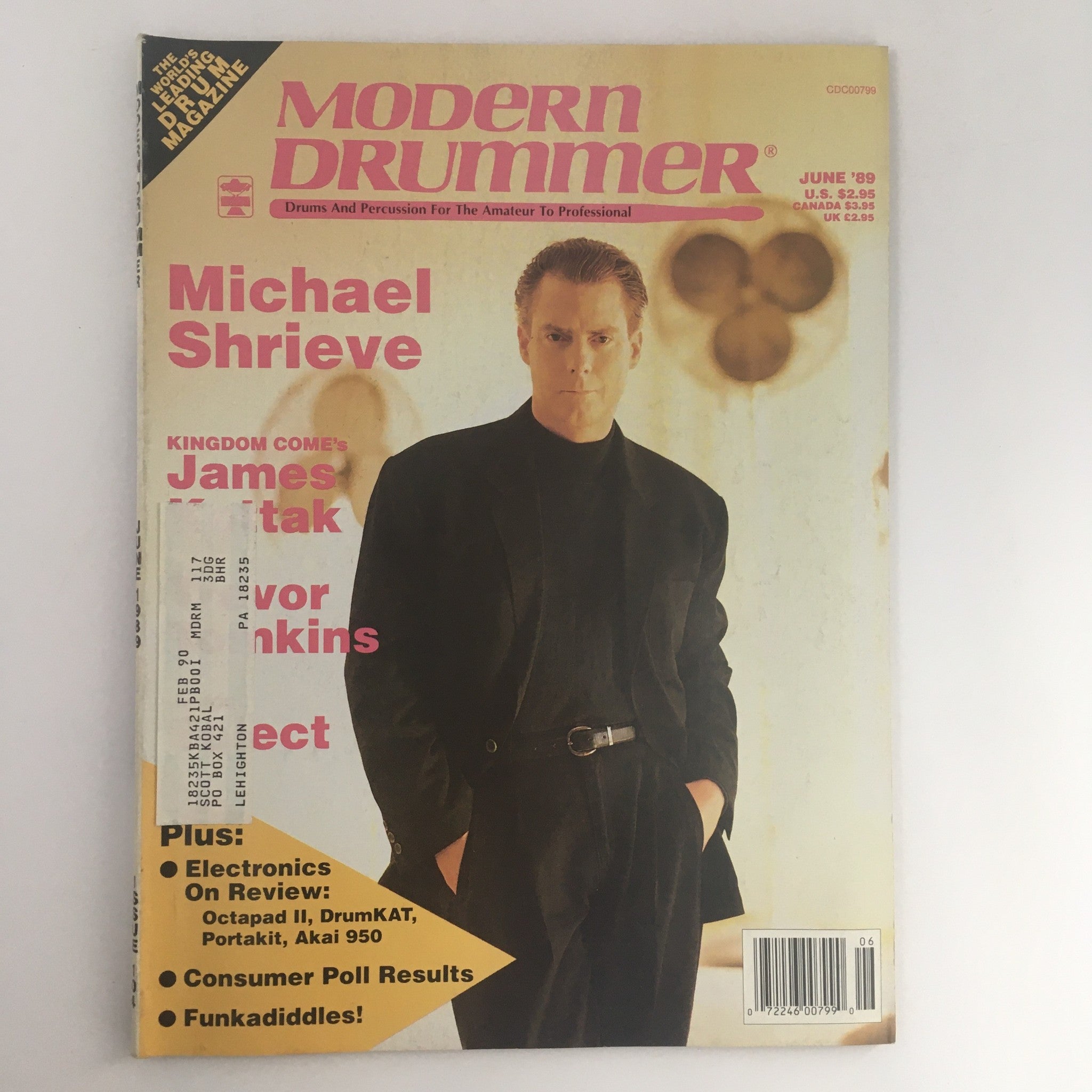 Modern Drummer Magazine June 1989 Michael Shrieve & James Kottak & Akai 950, VG