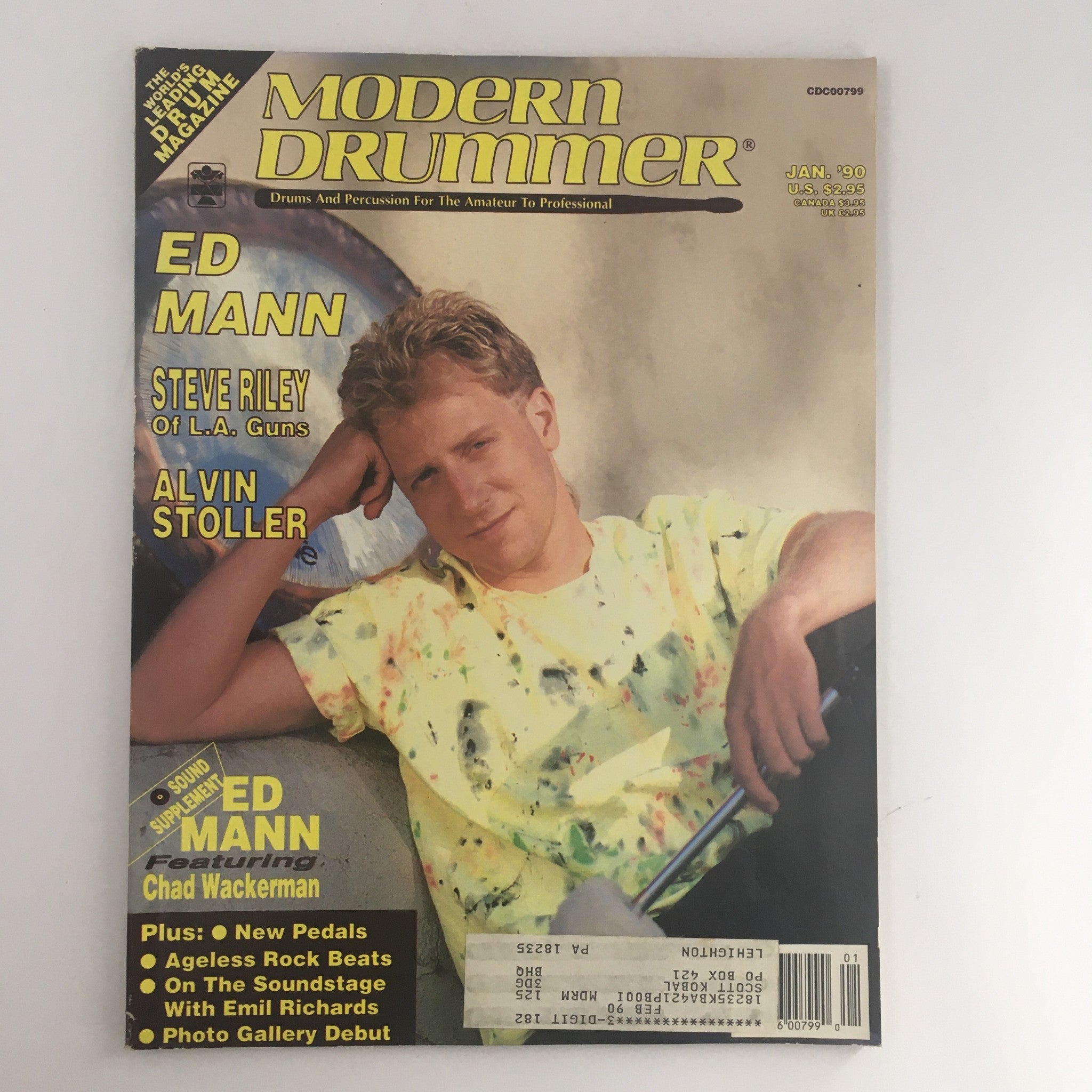 Modern Drummer Magazine January 1990 Ed Mann & Steve Riley & Alvin Stoller, VG