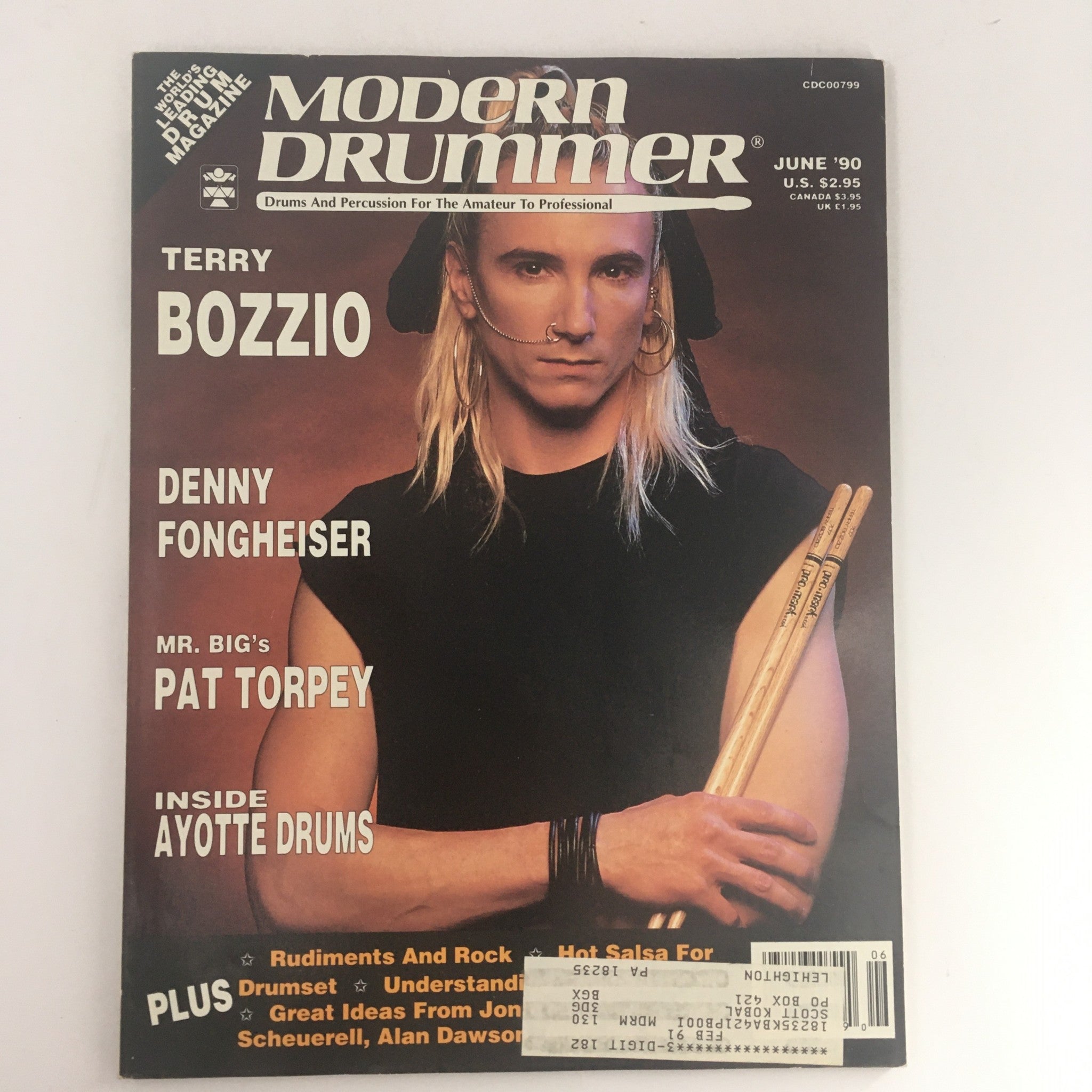 Modern Drummer Magazine June 1990 Terry Bozzio & Denny Fongheiser & Pat Torpey