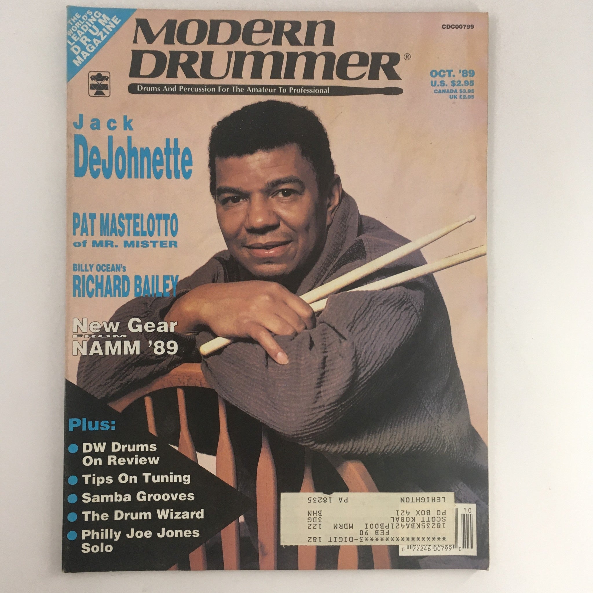 Modern Drummer Magazine October 1989 Jack DeJohnette, Pat Mastelotto & Richard B