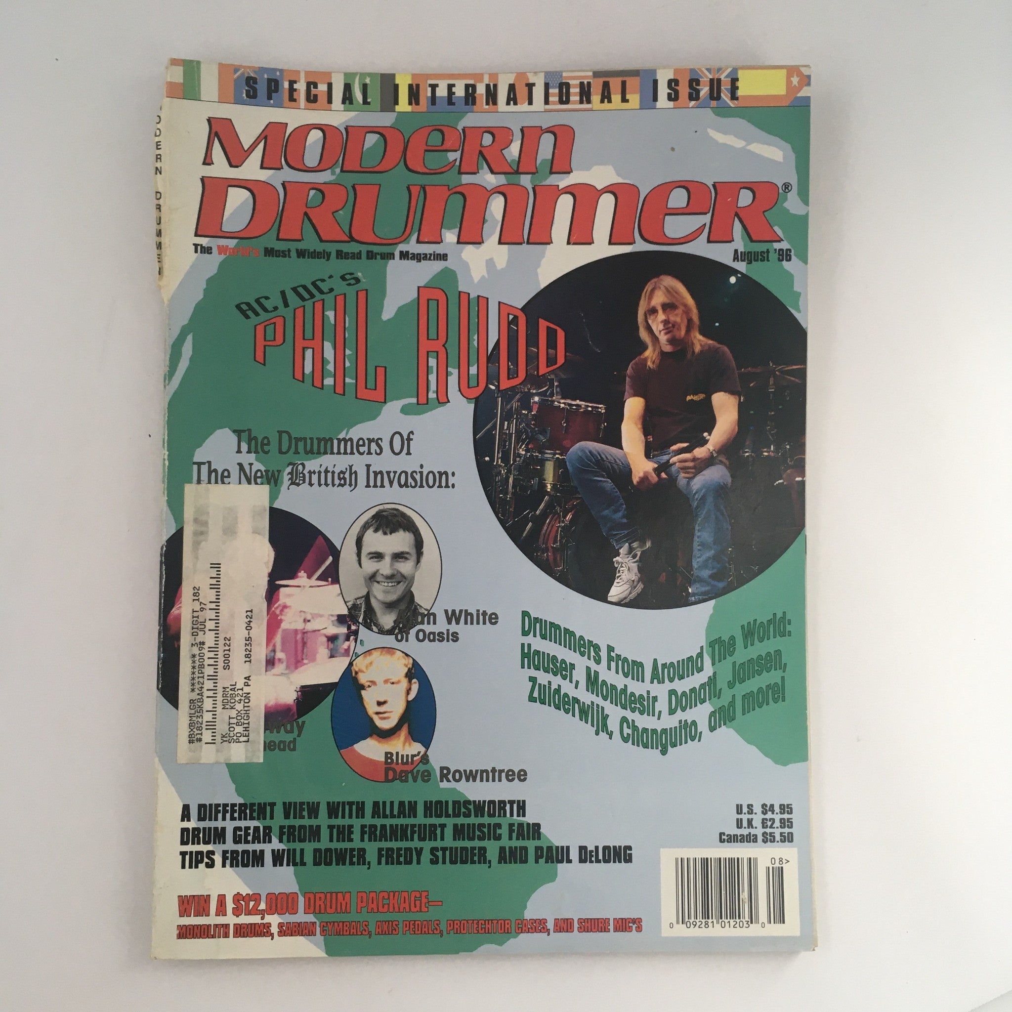 Modern Drummer Magazine August 1996 Phil Rudd & Alan White & Dave Rowntree