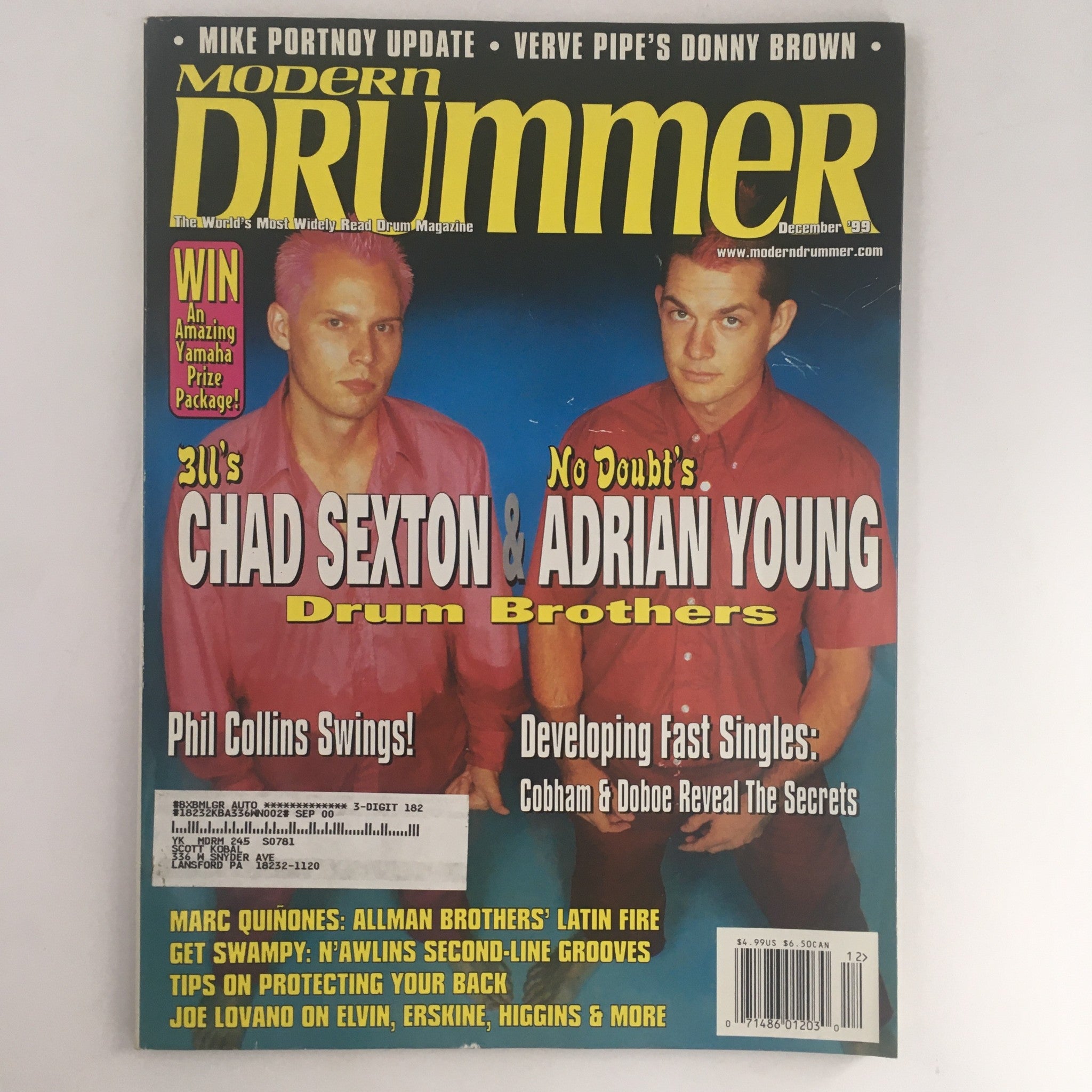 Modern Drummer Magazine December 1999 Chad Sexton & Adrian Young Drum Brothers