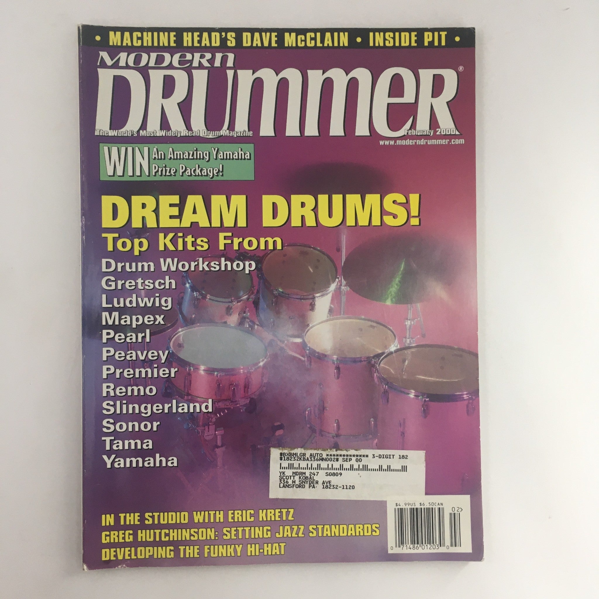 Modern Drummer Magazine February 2000 Dave McLain & Eric Kretz & Greg Hutchinson