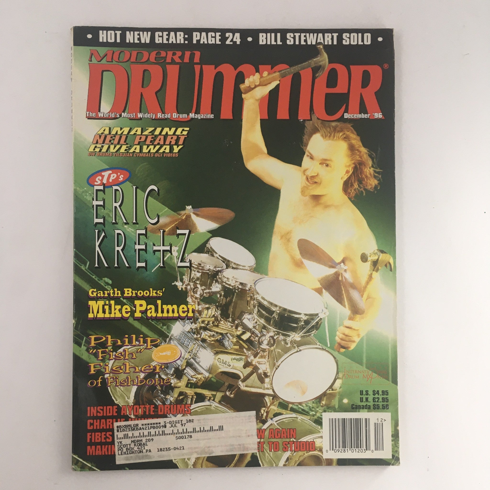 Modern Drummer Magazine December 1996 Eric Kretz & Mike Palmer & Philip Fisher