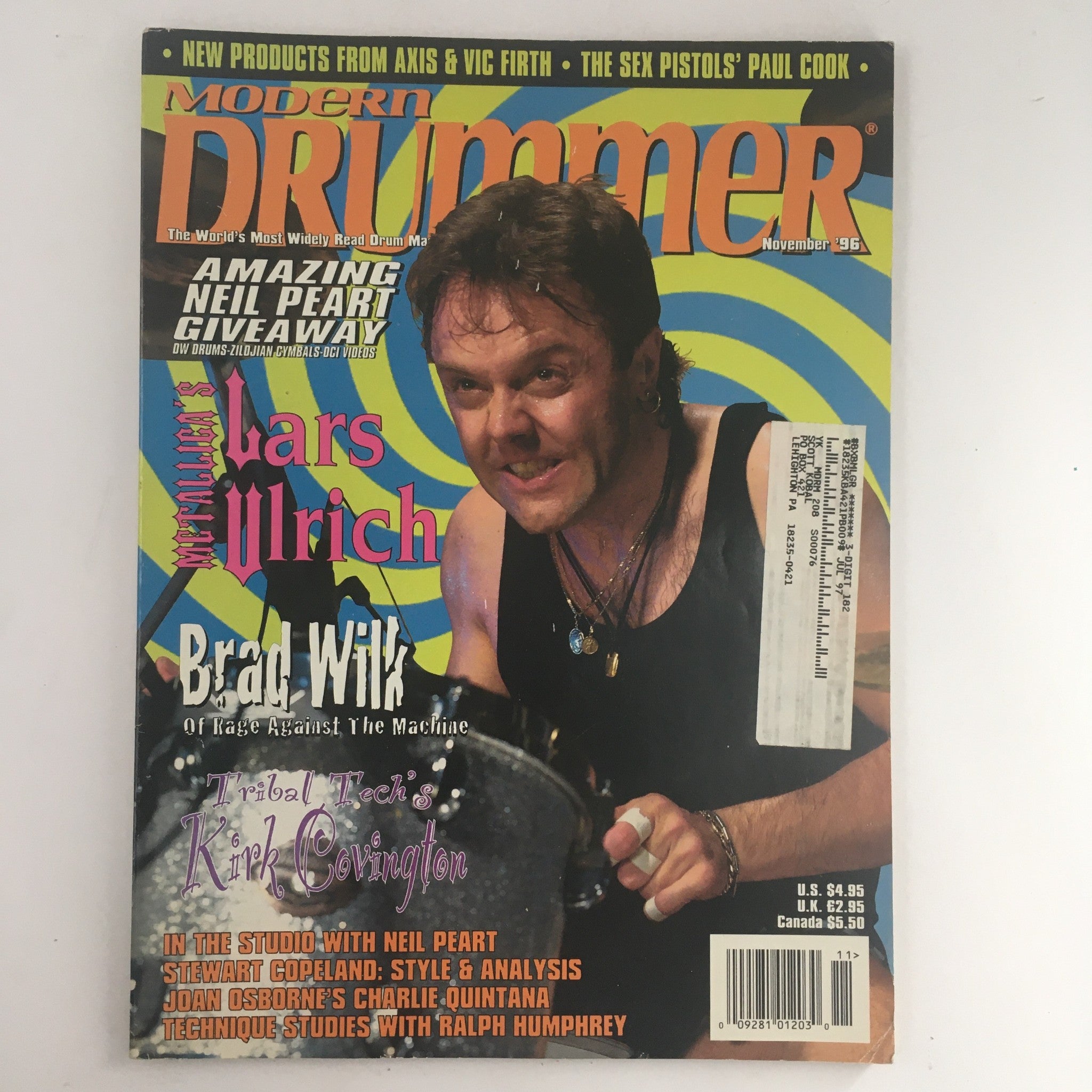 Modern Drummer Magazine November 1996 Neil Peart & Lars Ulrich & Brad Wilk