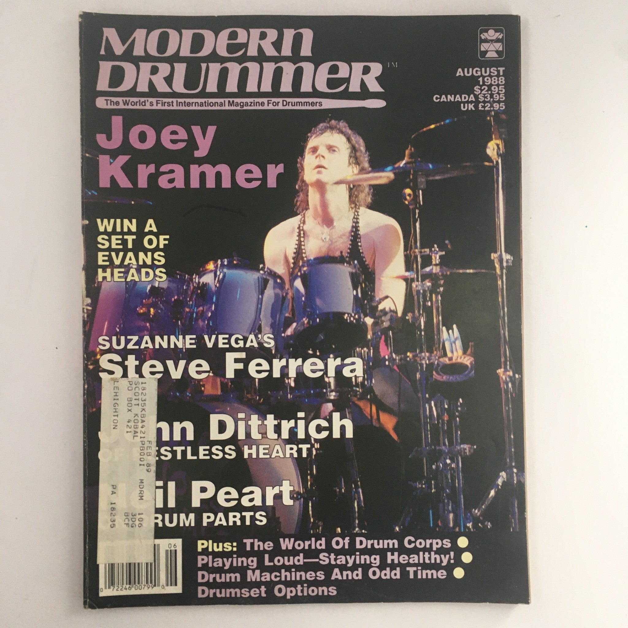 Modern Drummer Magazine August 1988 Joey Kramer & Steve Ferrera & John Dittrich