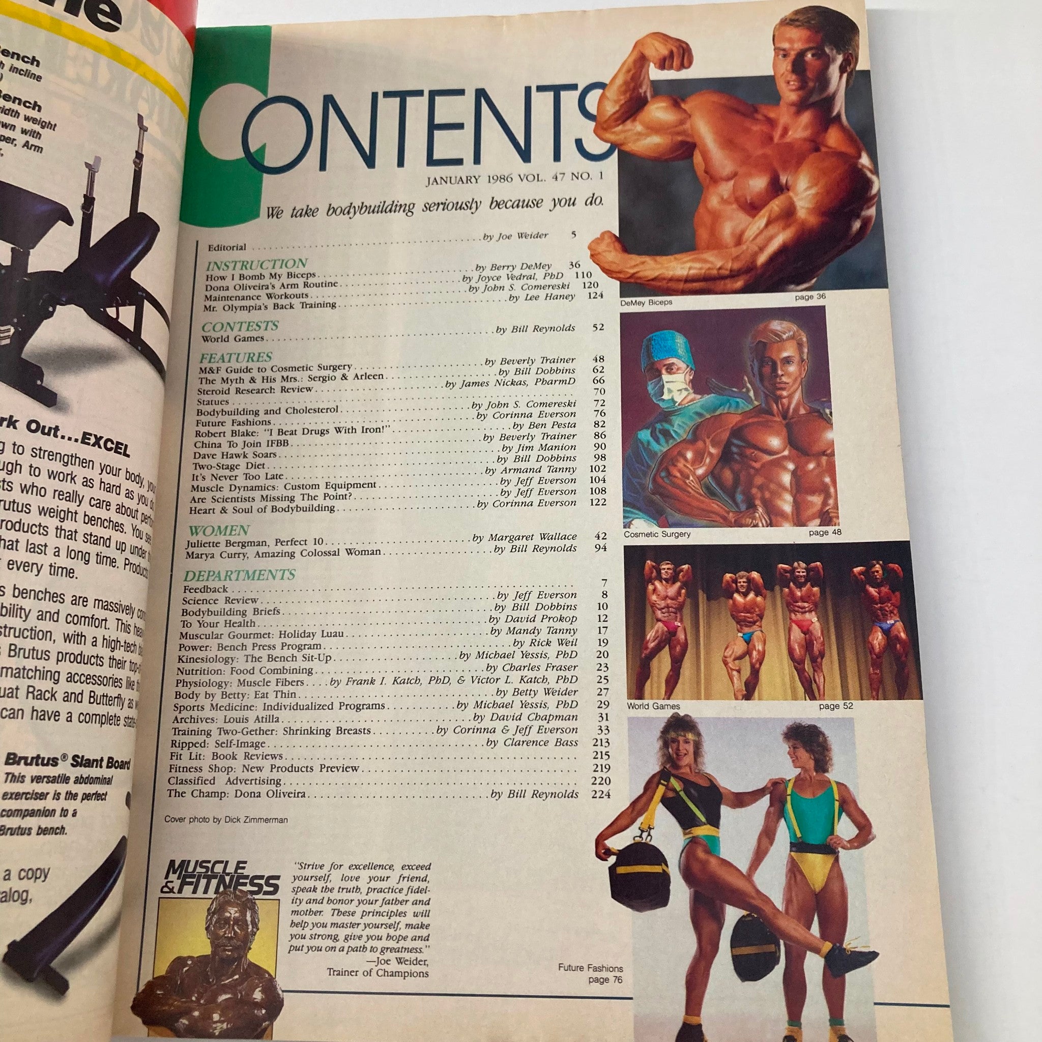 Joe Weider's Muscle & Fitness Magazine January 1986 Betty Weider & Lou Ferrigno