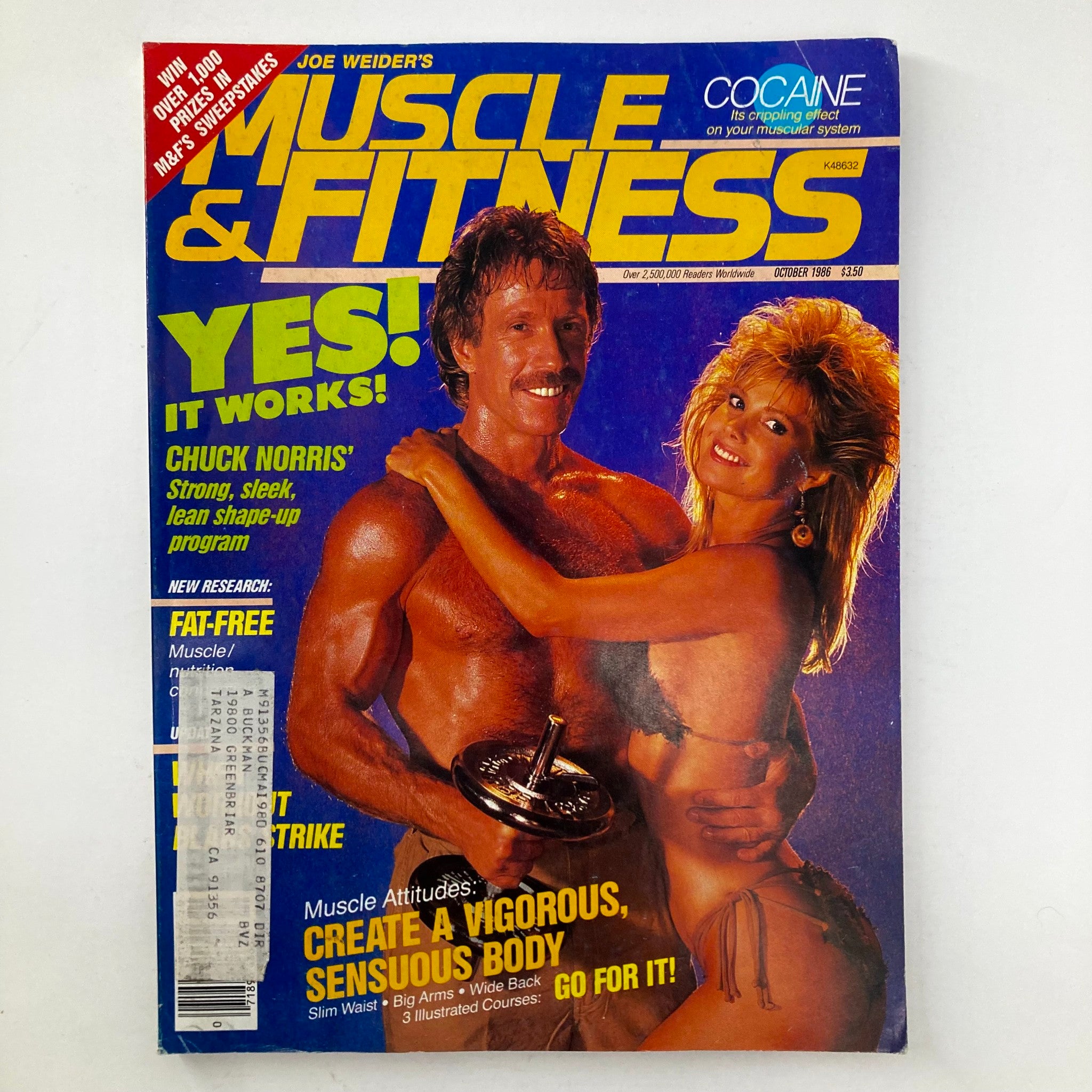 Joe Weider's Muscle & Fitness Magazine October 1986 Mindi Iden, Chuck Norris