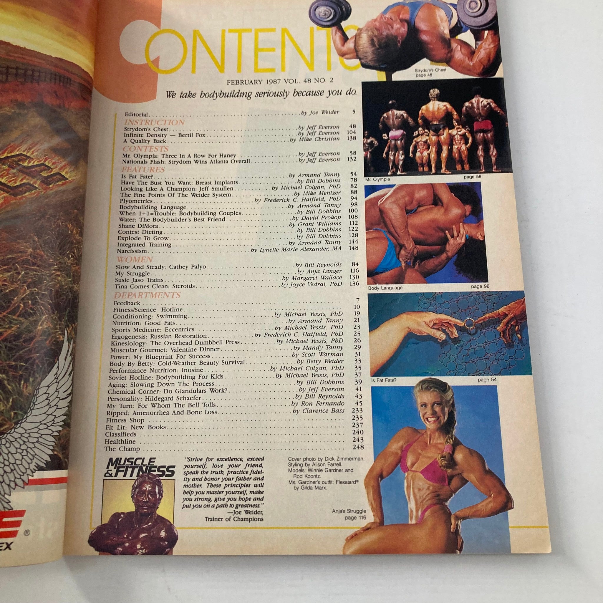 Joe Weider's Muscle & Fitness Magazine February 1987 Winnie Gardner & Rod Koontz