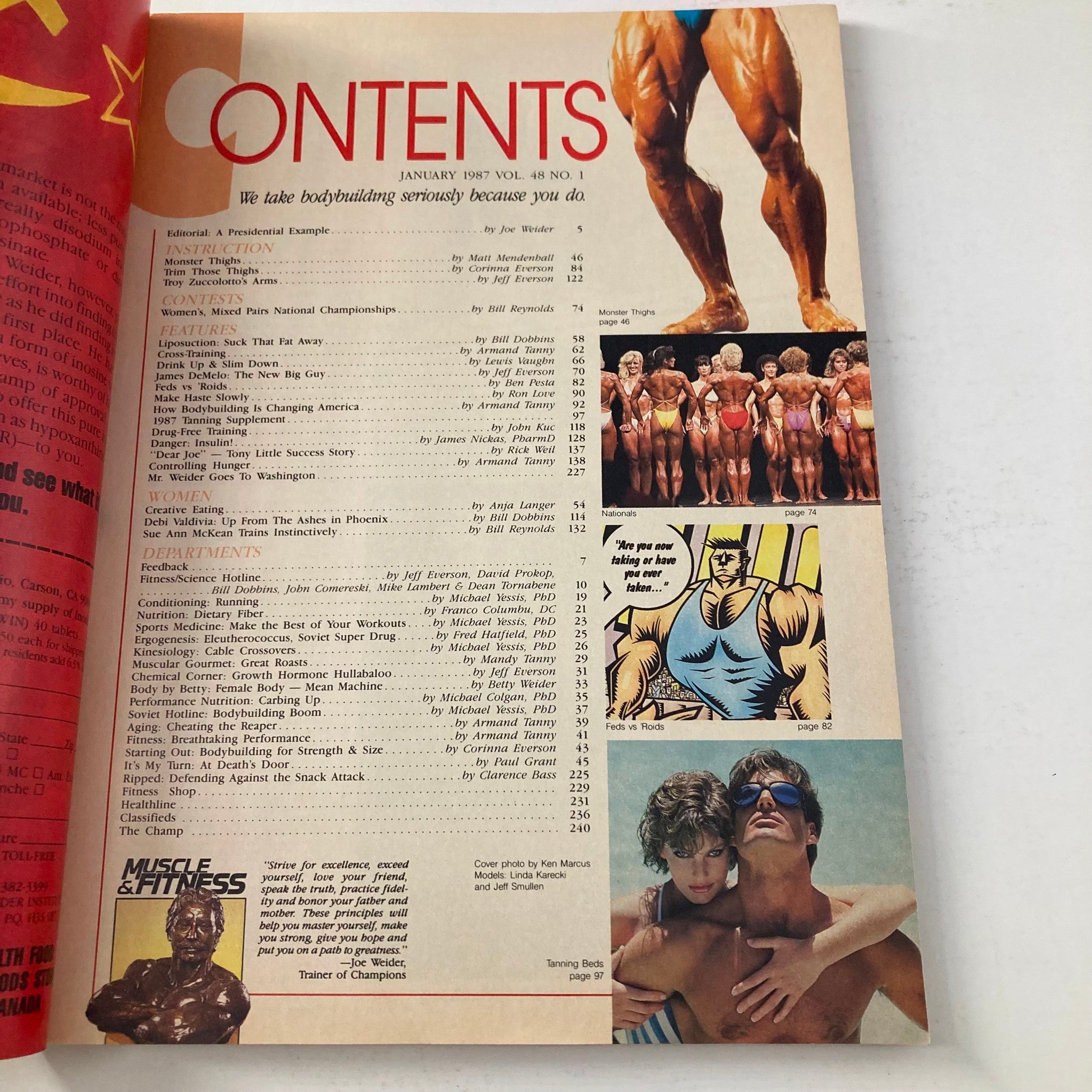 Joe Weider's Muscle & Fitness Magazine January 1987 Linda Karecki & Jeff Smullen