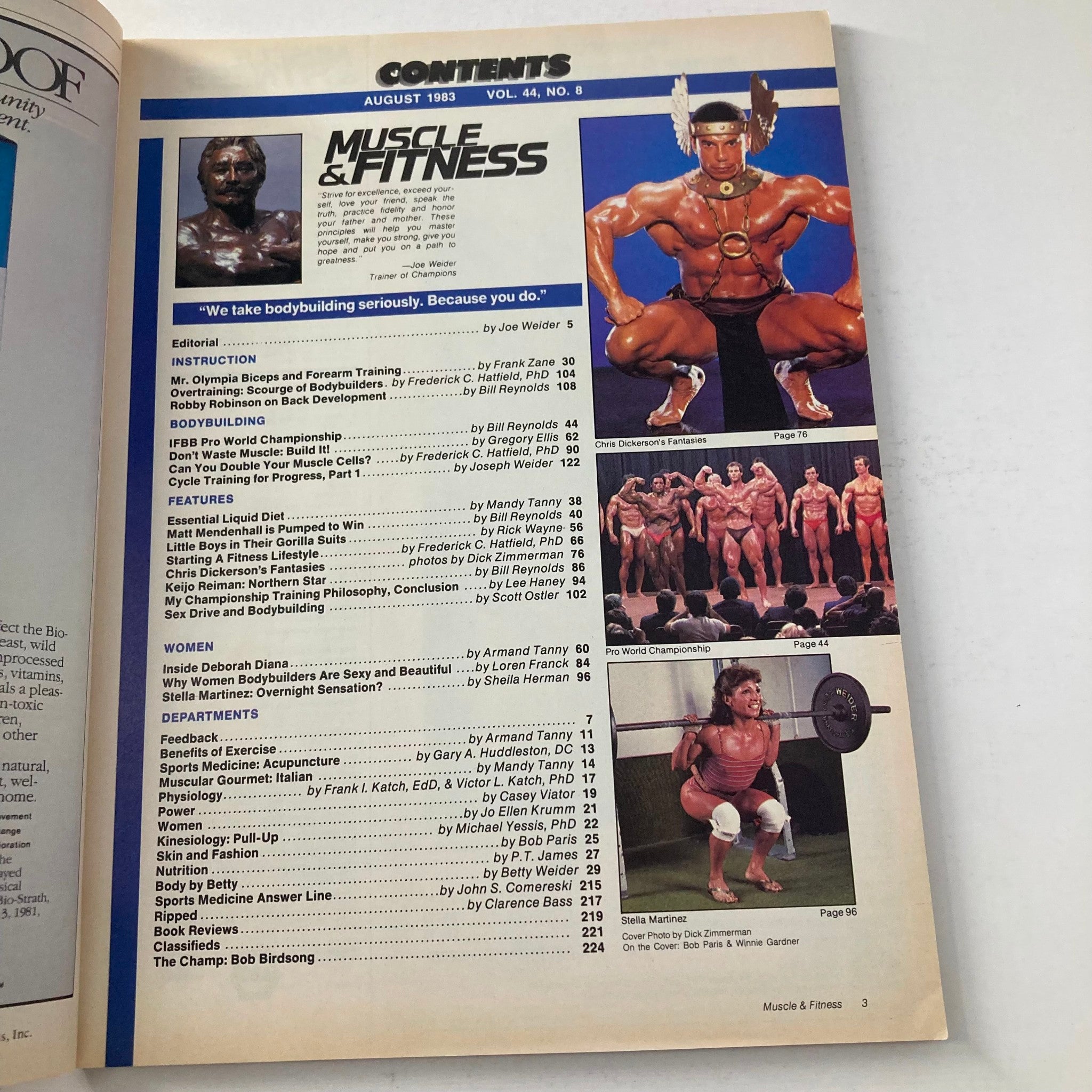 Joe Weider's Muscle & Fitness Magazine August 1983 Bob Paris & Winnie Gardner