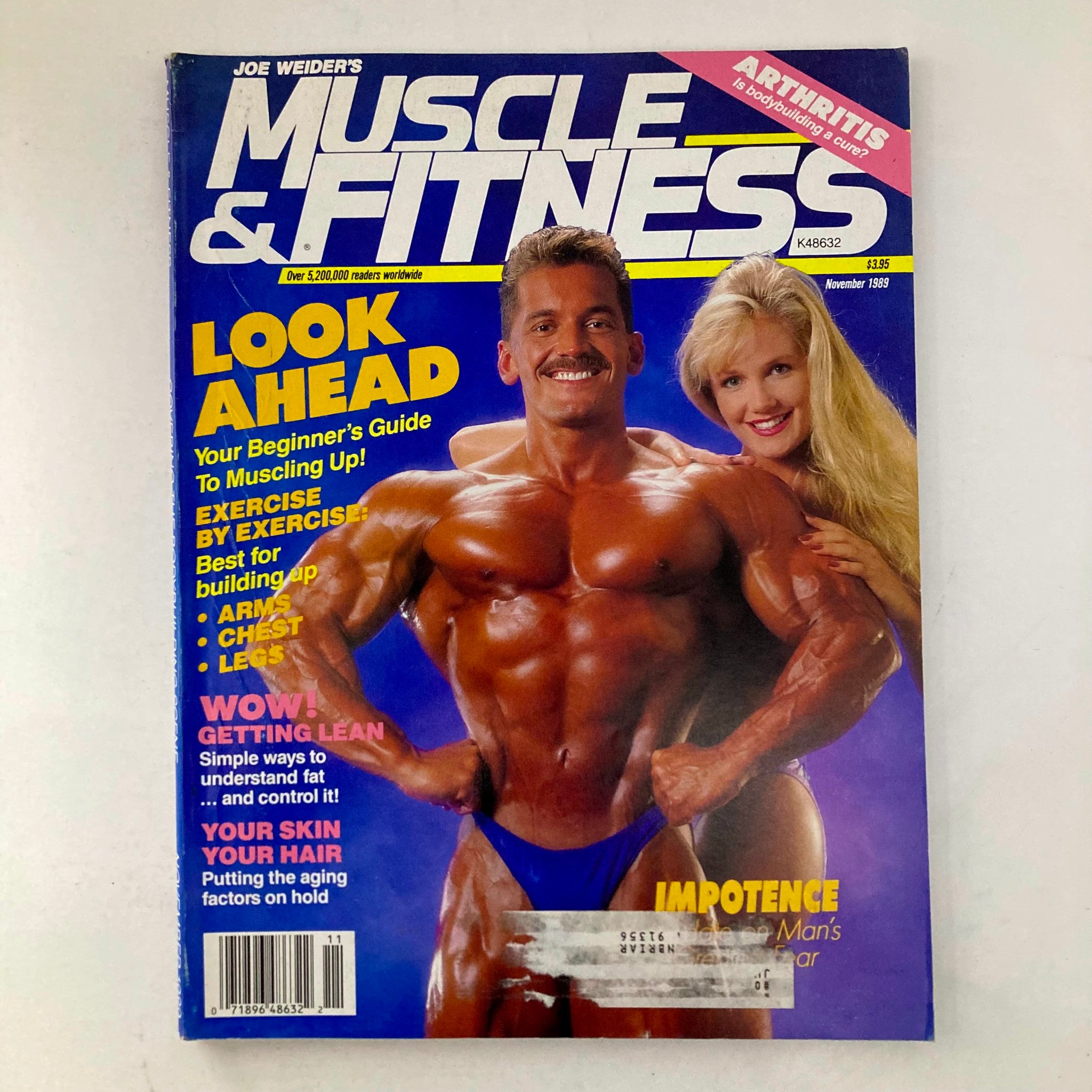 Joe Weider's Muscle & Fitness Magazine cover from November 1989 featuring Lee Labrada, showcasing a muscular bodybuilder alongside a female model, highlighting fitness and bodybuilding culture.