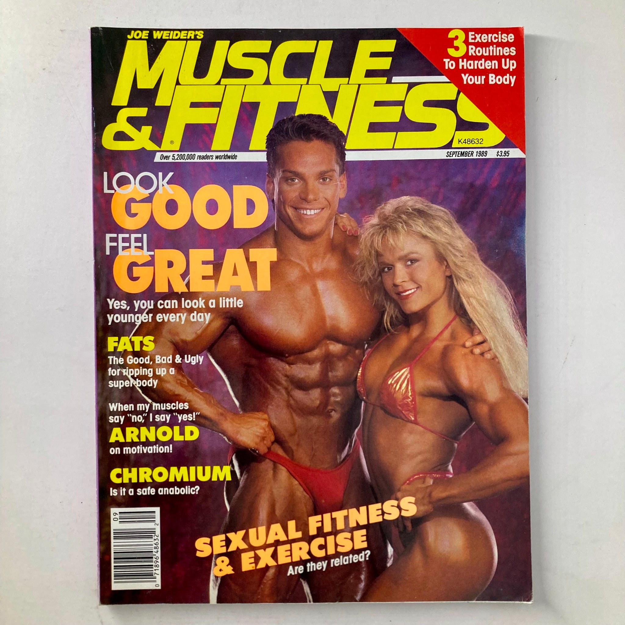 Cover of Joe Weider's Muscle & Fitness Magazine September 1989 featuring Tonya Knight and Rich Gaspari, showcasing the vibrant fitness culture of the late 80s.