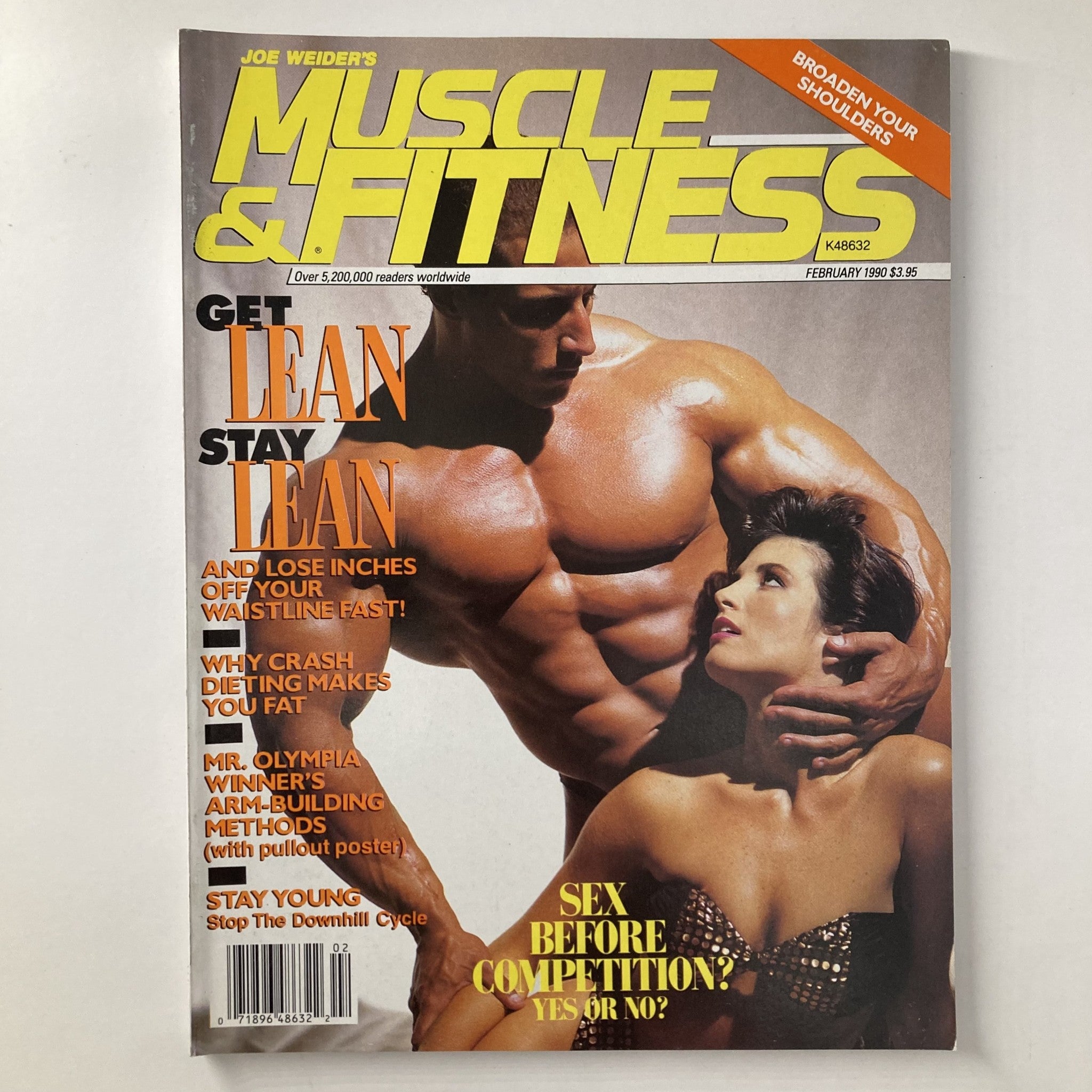 Cover of Joe Weider's Muscle & Fitness Magazine, February 1990, featuring bodybuilders Mike Quinn and Deborah Smith, with headlines on fitness tips and bodybuilding techniques.