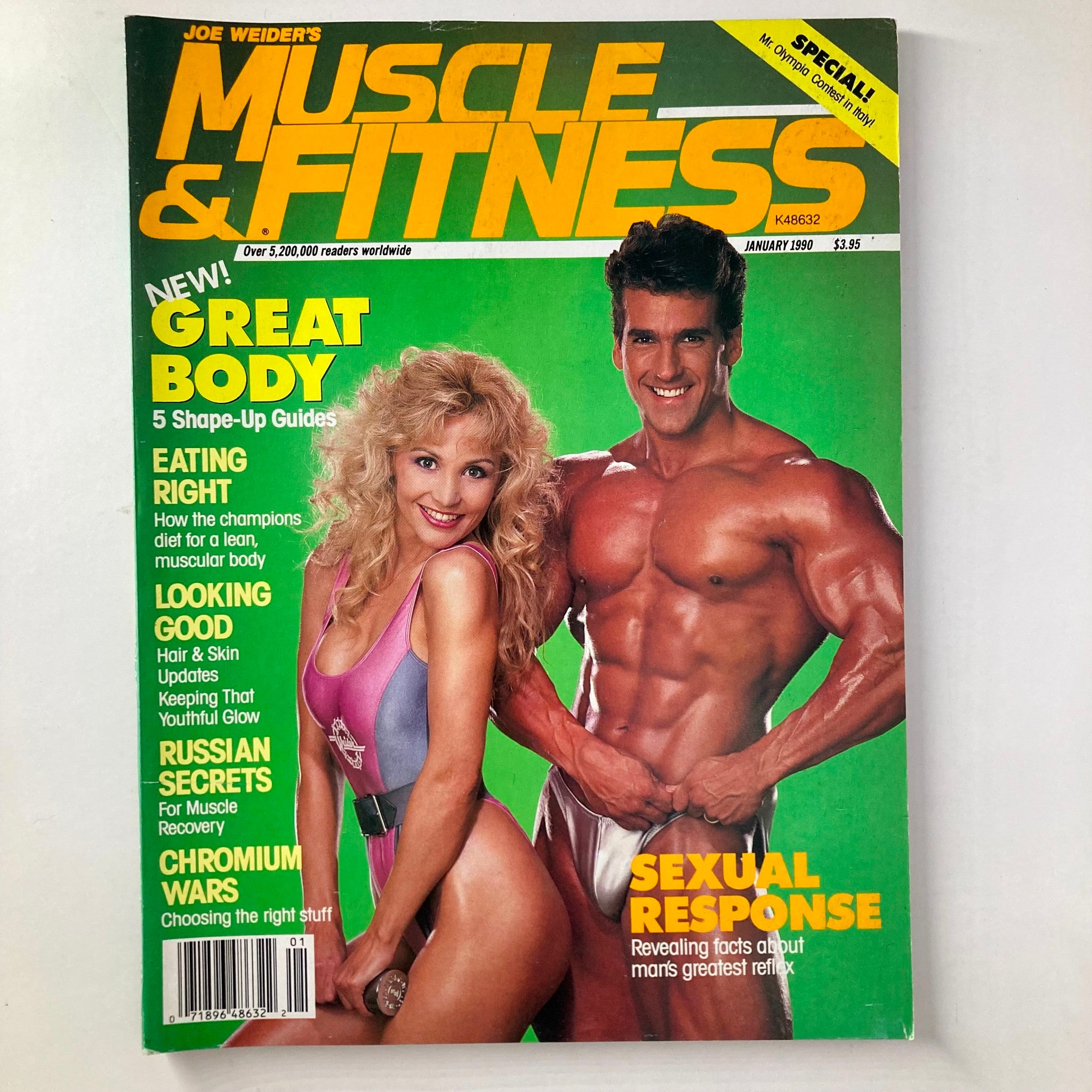 Cover of Joe Weider's Muscle & Fitness Magazine January 1990 featuring Bob Paris and Chris Sare, showcasing fitness tips and guides with vibrant colors.