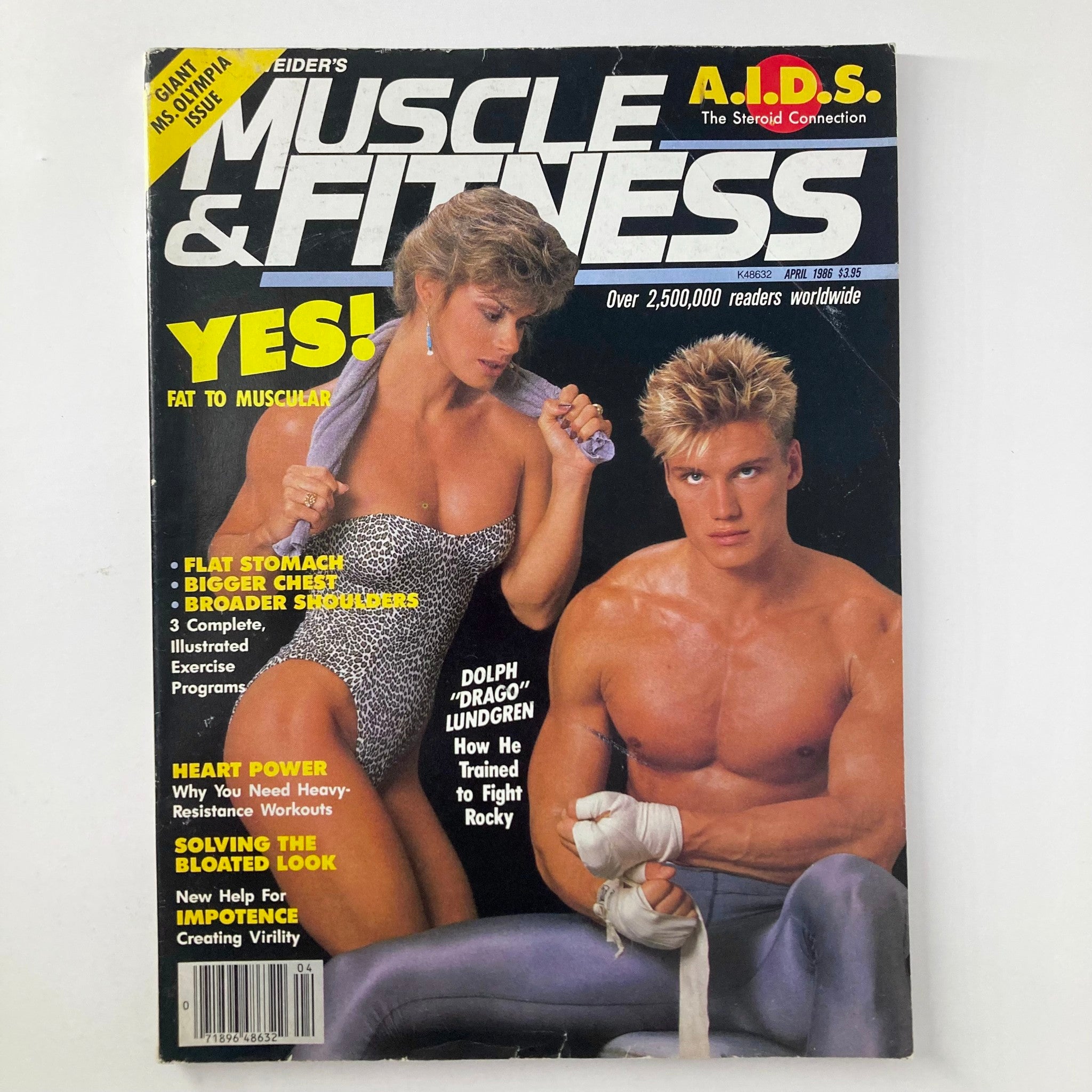Joe Weider's Muscle & Fitness Magazine April 1986 Lori Walkup & Dolph Lundgren