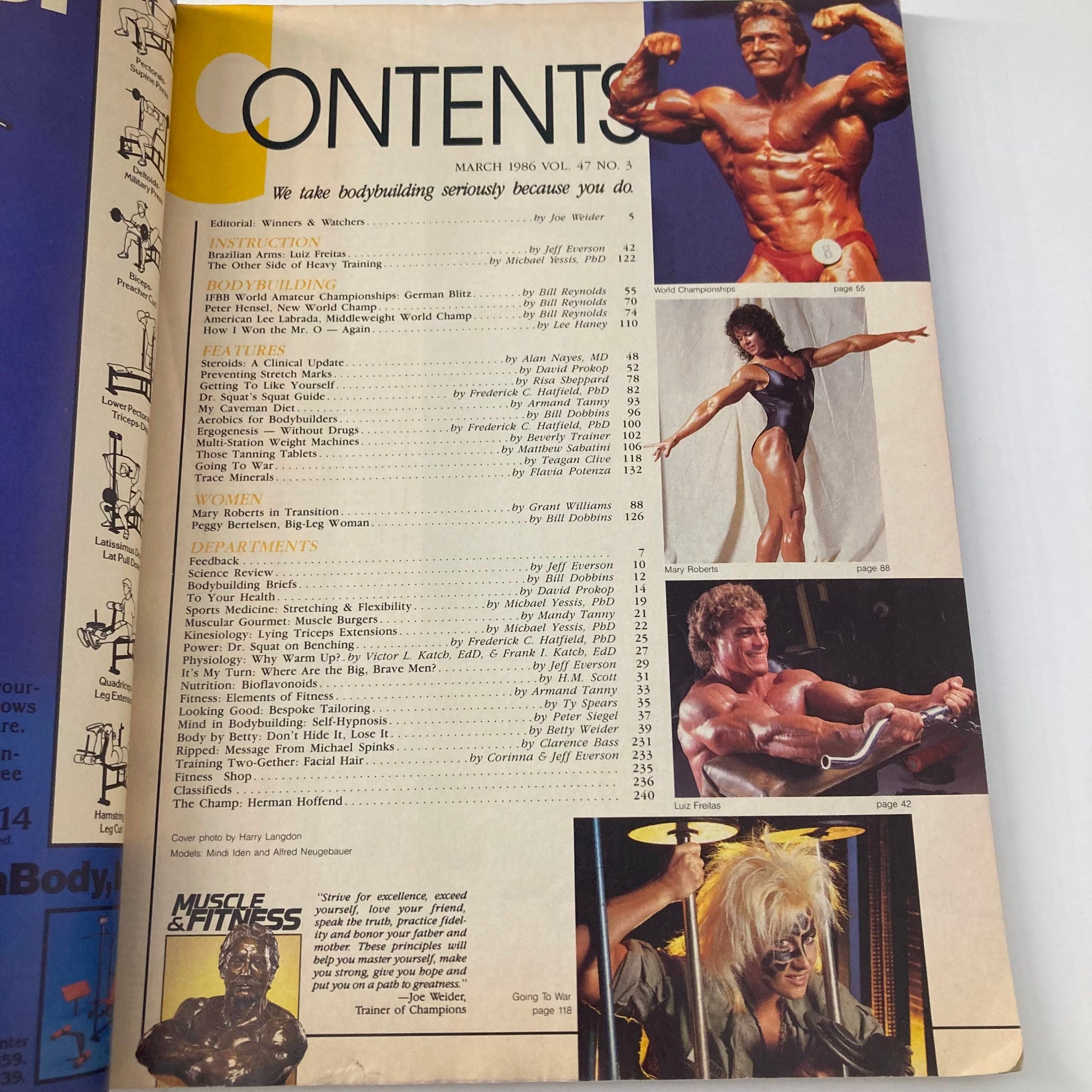 Joe Weider's Muscle & Fitness Magazine March 1986 Mindi Iden GD Interior