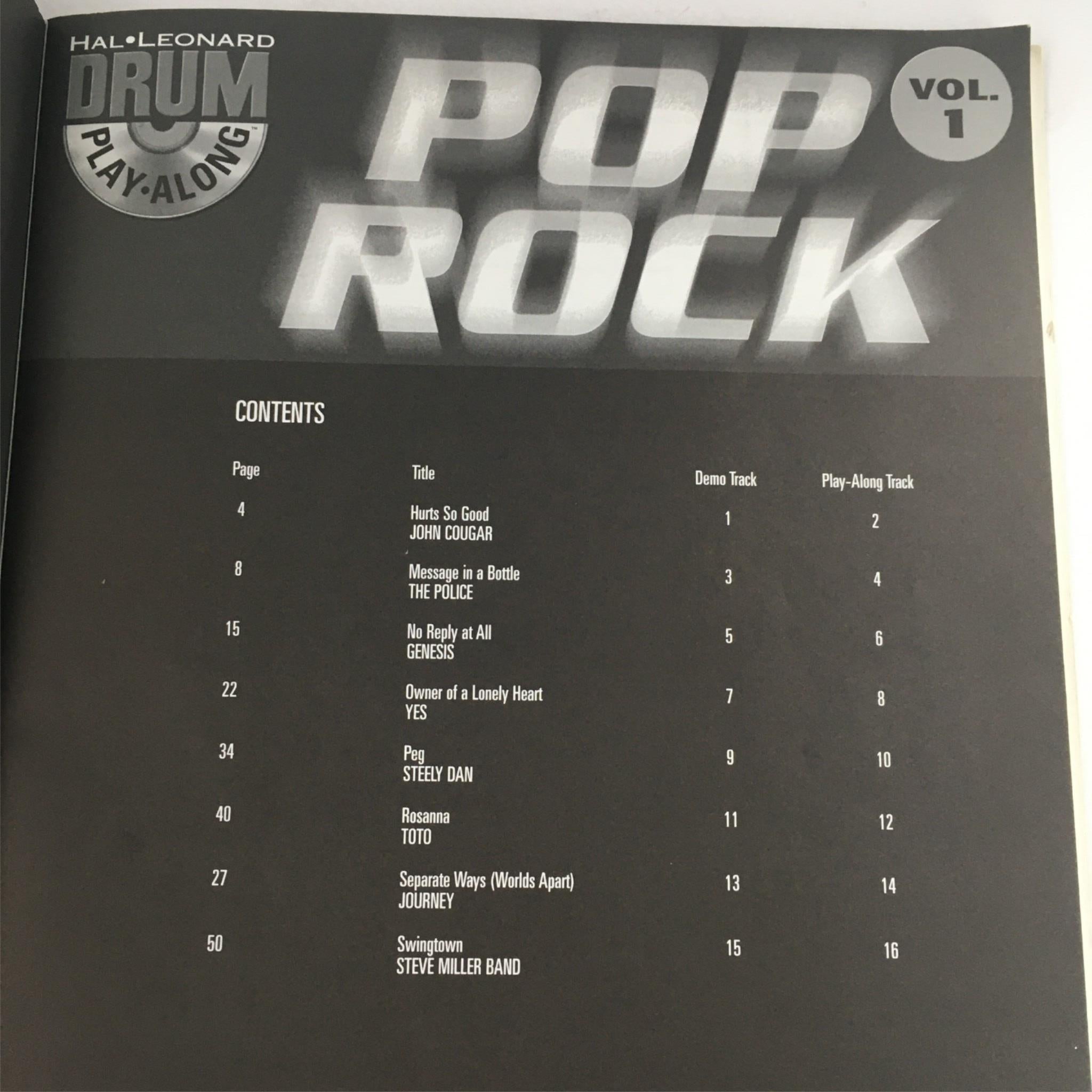 Drum Play-Along Pop Rock Vol 1 John Cougar & The Police & Steely Dan & Toto