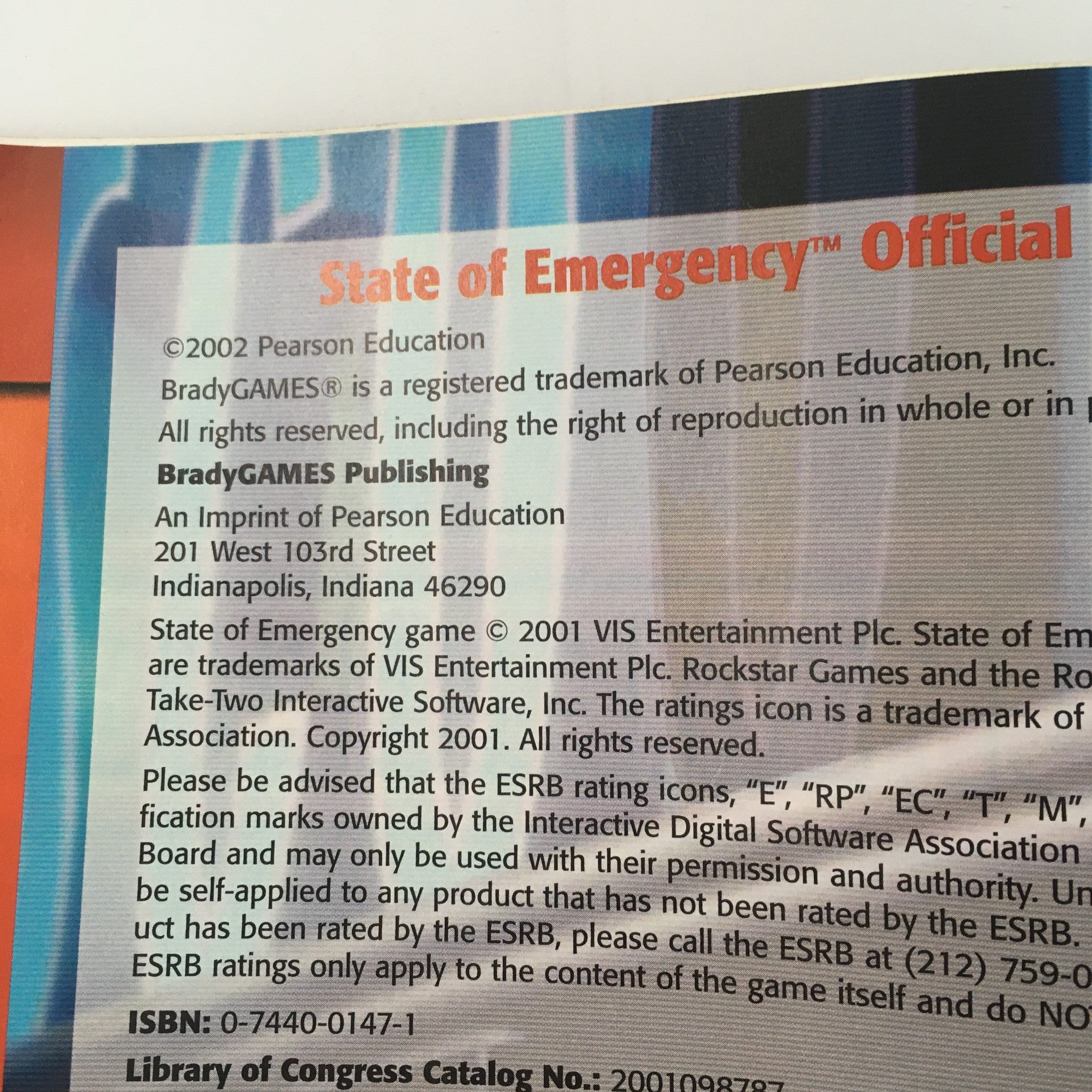 State of Emergency Video Game 2002 Official Strategy Guide by BradyGames