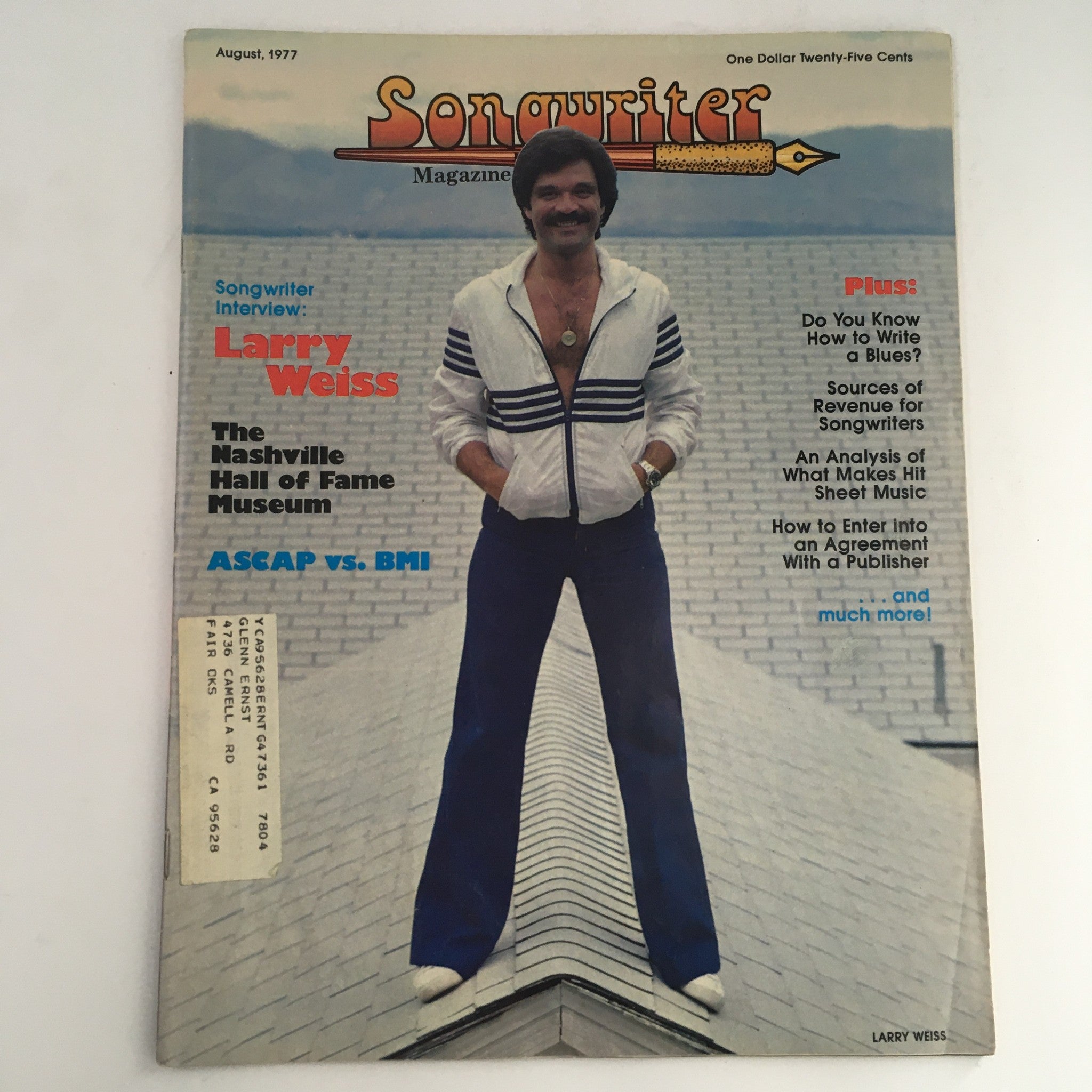 Songwriter Magazine August 1977 Songwriter Larry Weiss & Nashville Hall of Fame