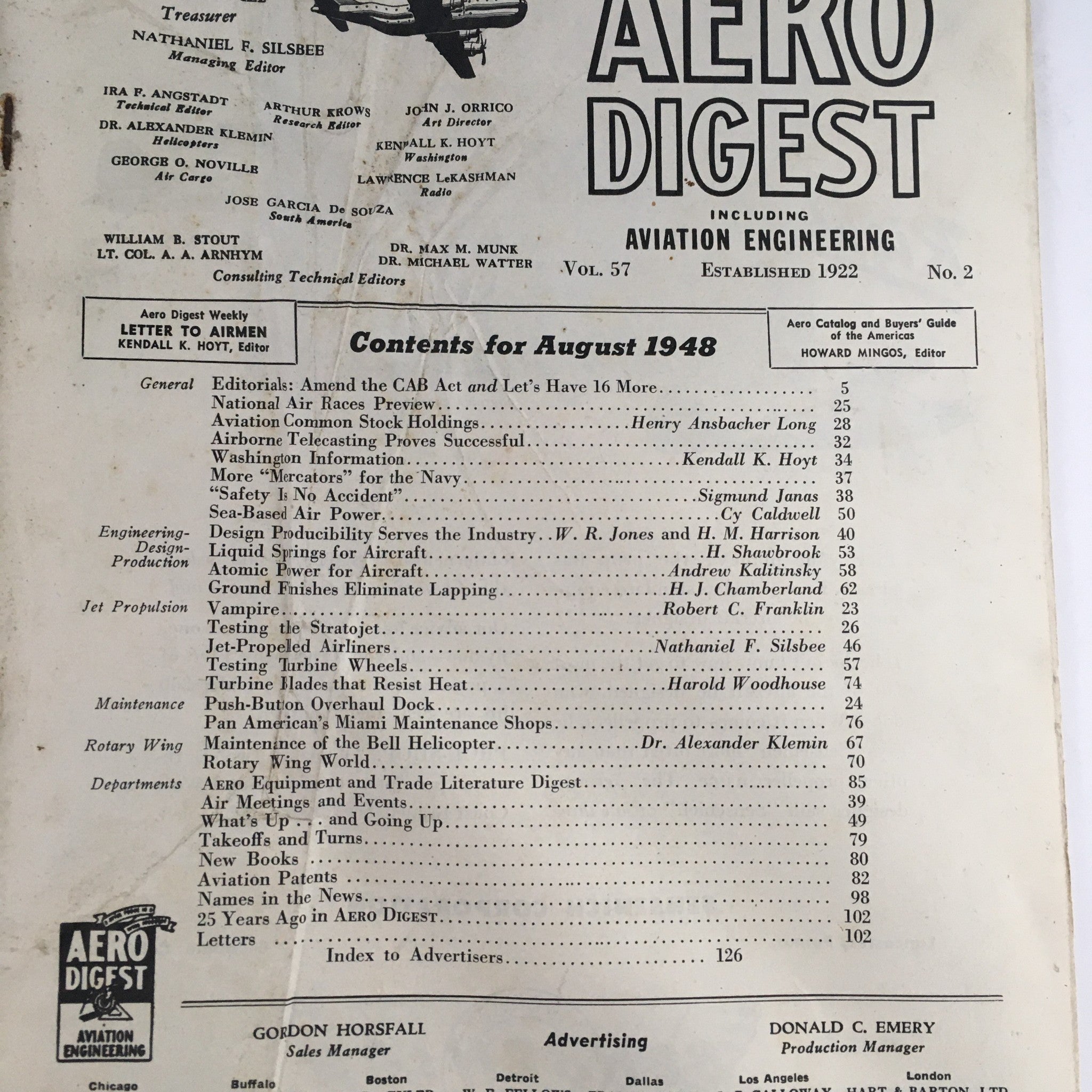 Aero Digest Including Aviation Engineering August 1948 Sea-Based Air Power