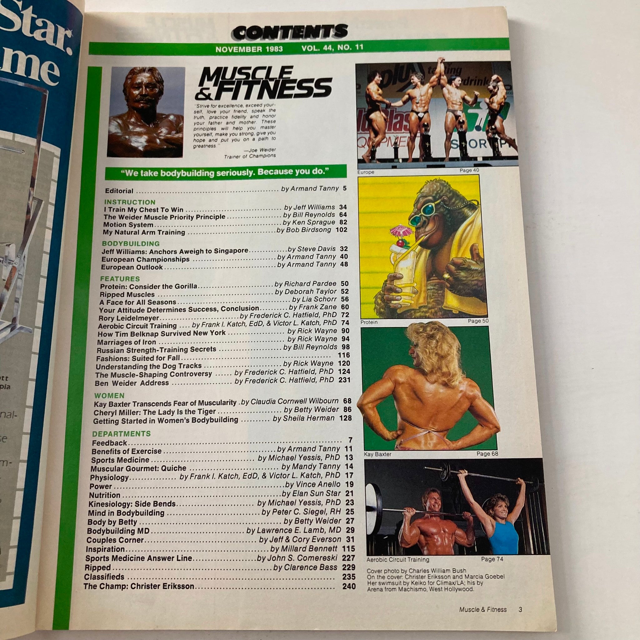 Muscle & Fitness Magazine November 1983 Christer Eriksson & Marcia Goebel