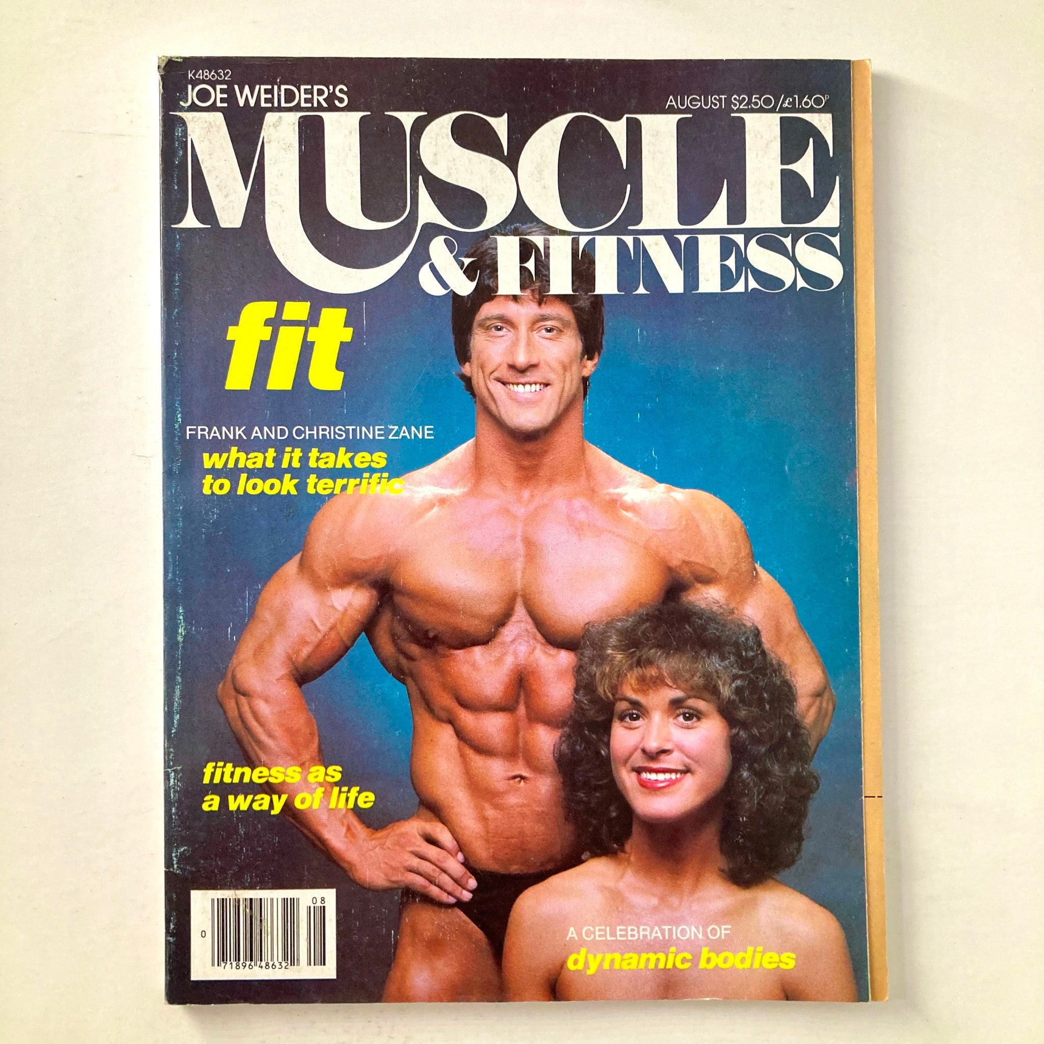 Joe Weider's Muscle & Fitness Magazine August 1980 featuring Frank and Christine Zane on the cover, showcasing fitness themes.
