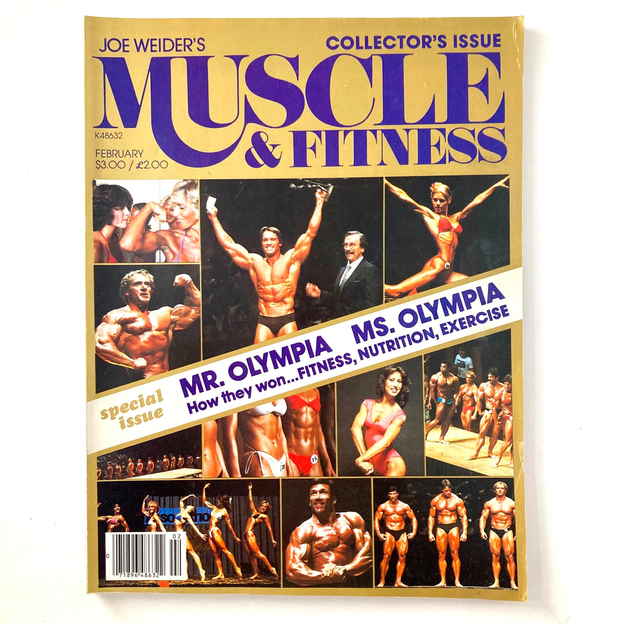 Joe Weider's Muscle & Fitness Magazine cover from February 1981 featuring images of bodybuilding champions including Mr. Olympia and Ms. Olympia contest highlights.
