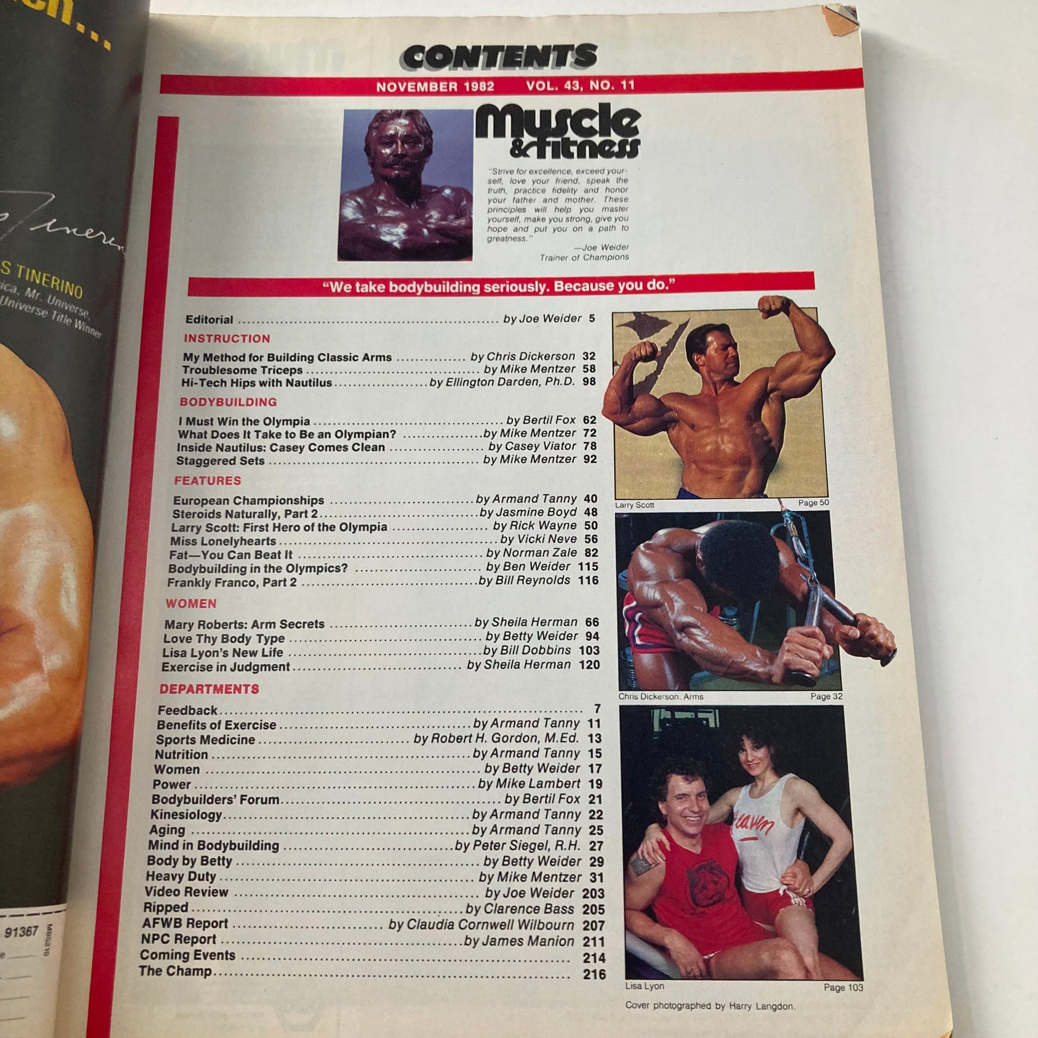 Joe Weider's Muscle & Fitness Magazine November 1982 Larry Scott & Patty Kotero