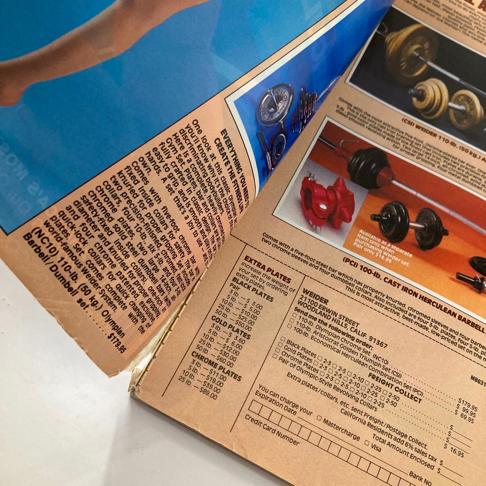 Inside spread of Joe Weider's Muscle & Fitness Magazine September 1982, showcasing fitness equipment and tips for bodybuilding enthusiasts.