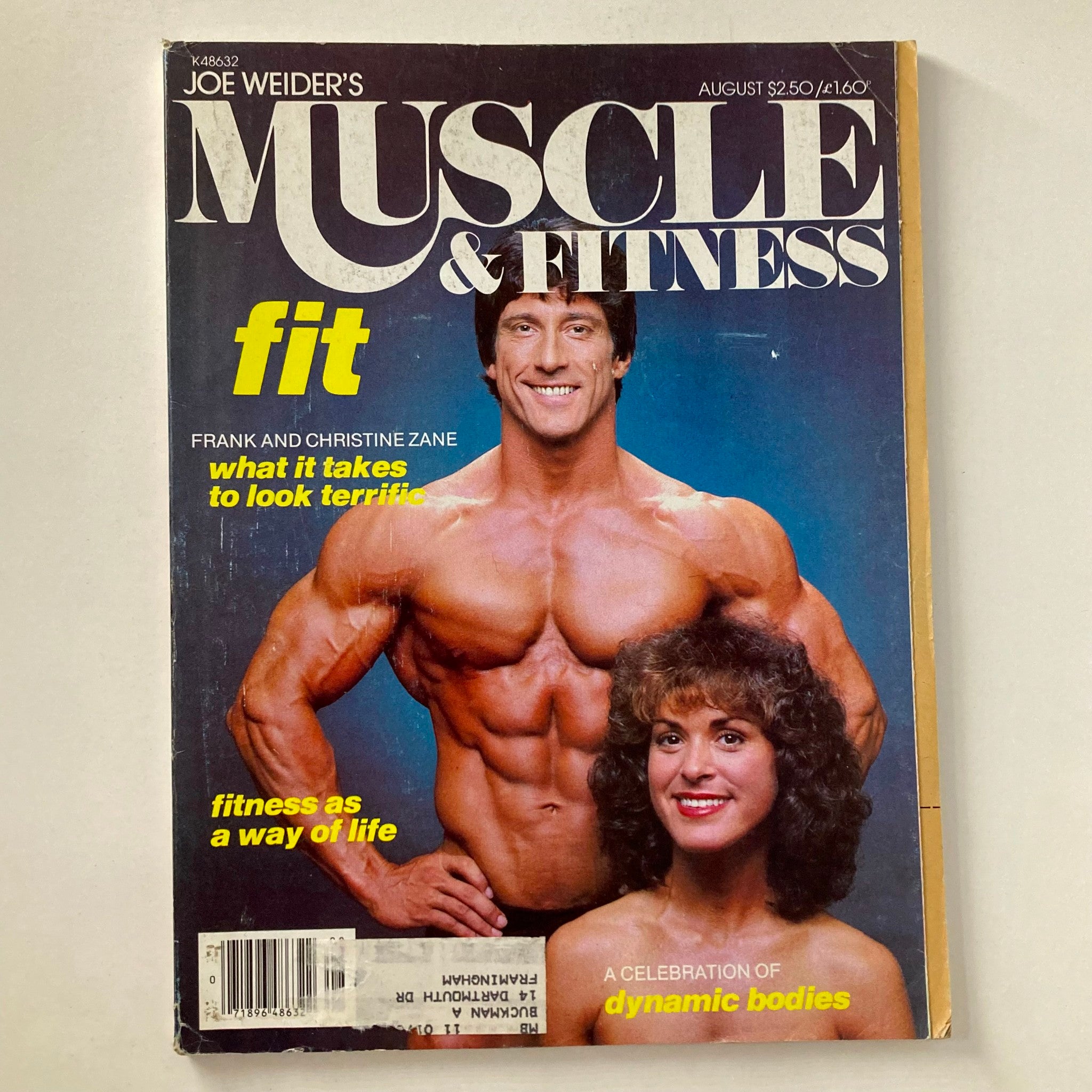 Cover of Joe Weider's Muscle & Fitness Magazine, August 1980, featuring Frank and Christine Zane with the headline 'fit' and themes of fitness and bodybuilding.