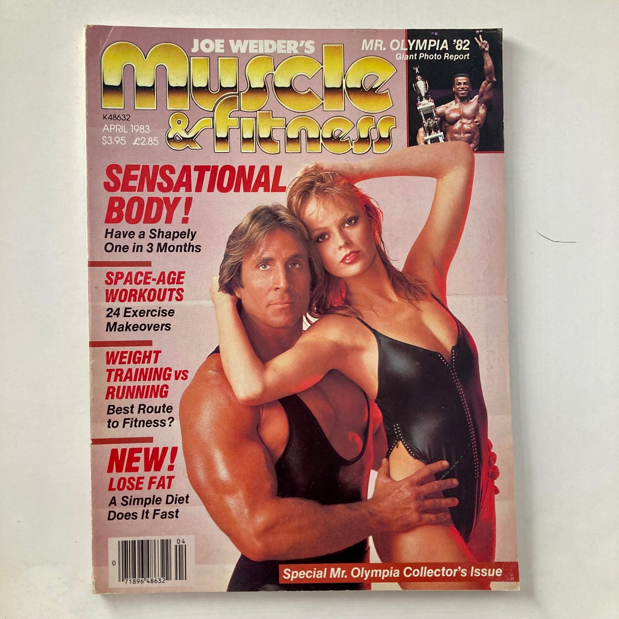 Cover of Joe Weider's Muscle & Fitness Magazine April 1983 featuring fitness models Steve Davis and Terri Lynn, showcasing fitness tips and bodybuilding themes.