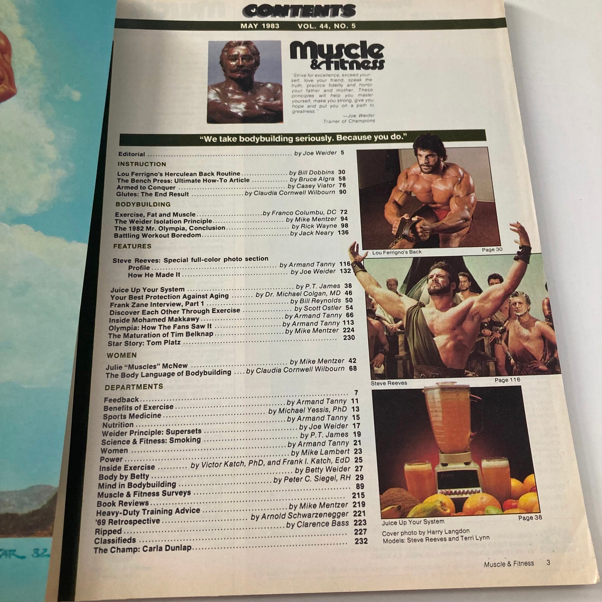 Joe Weider's Muscle & Fitness Magazine May 1983 Steve Reeves & Terri Lynn