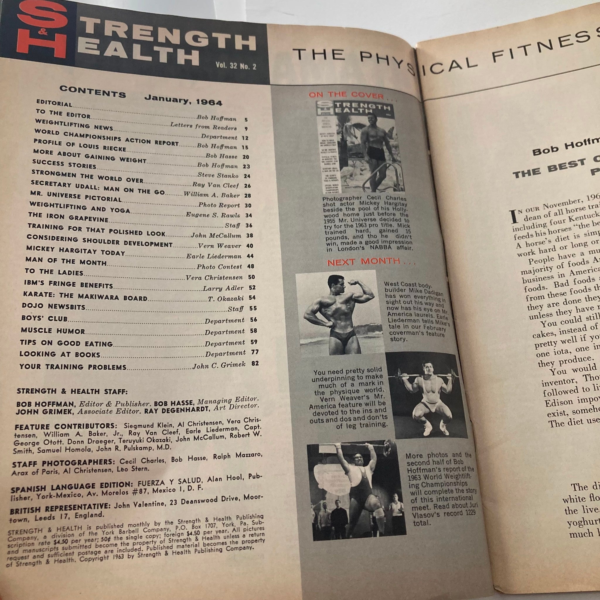 VTG Strength & Health Magazine January 1964 Mickey Hargitay No Label