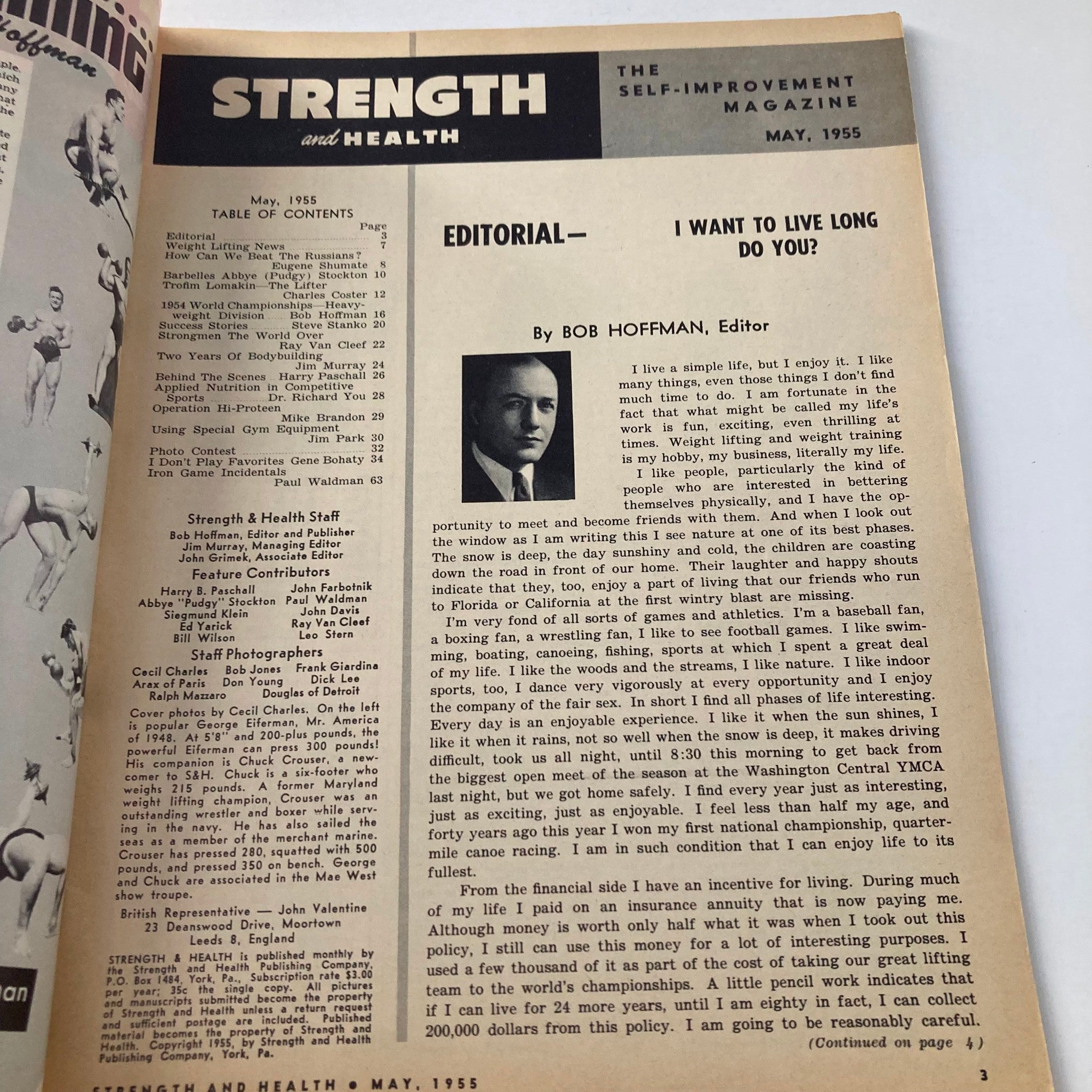 VTG Strength & Health Magazine May 1955 George Eiferman & Chuck Grouser No Label