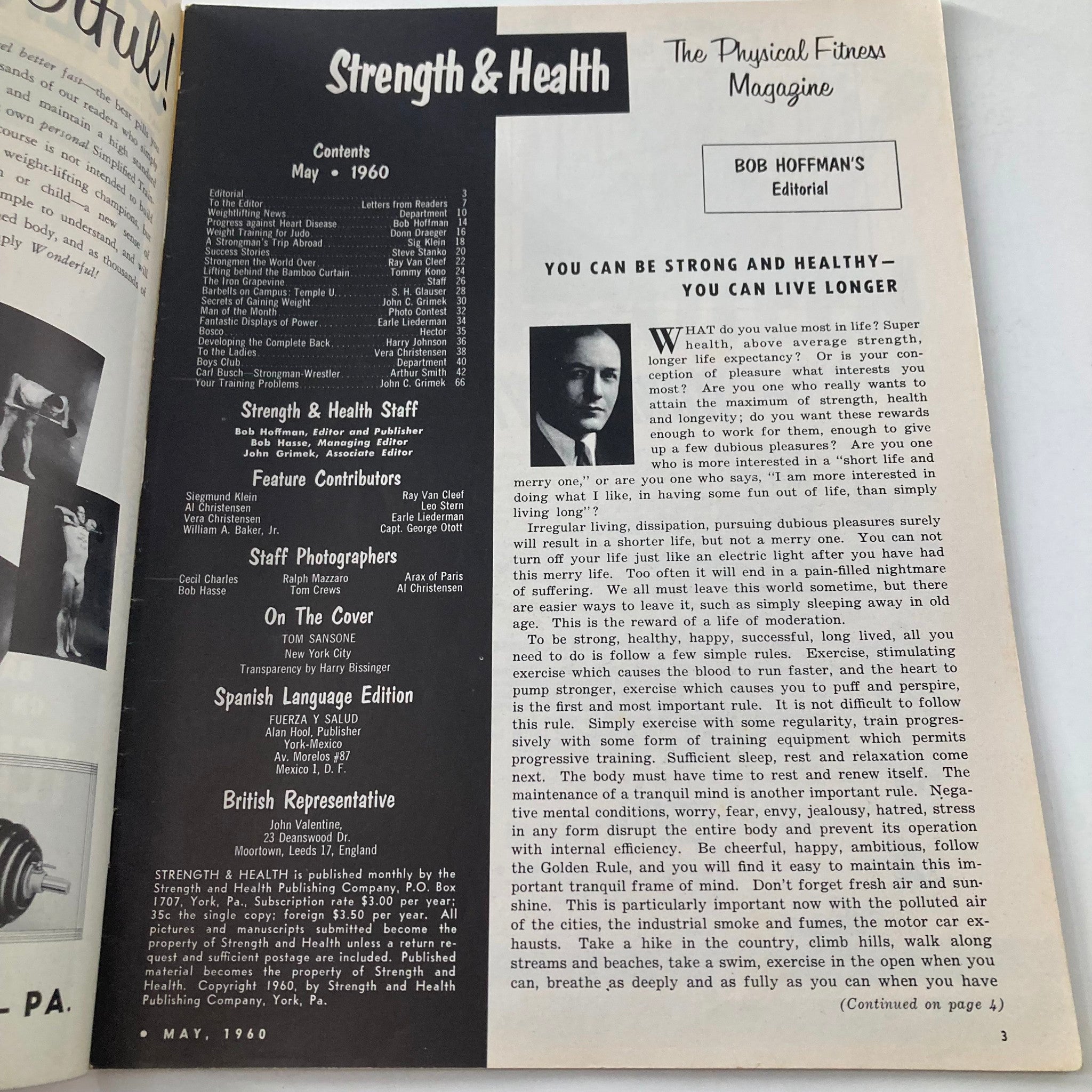 VTG Strength & Health Magazine May 1960 Tom Sansone Temple U. No Label