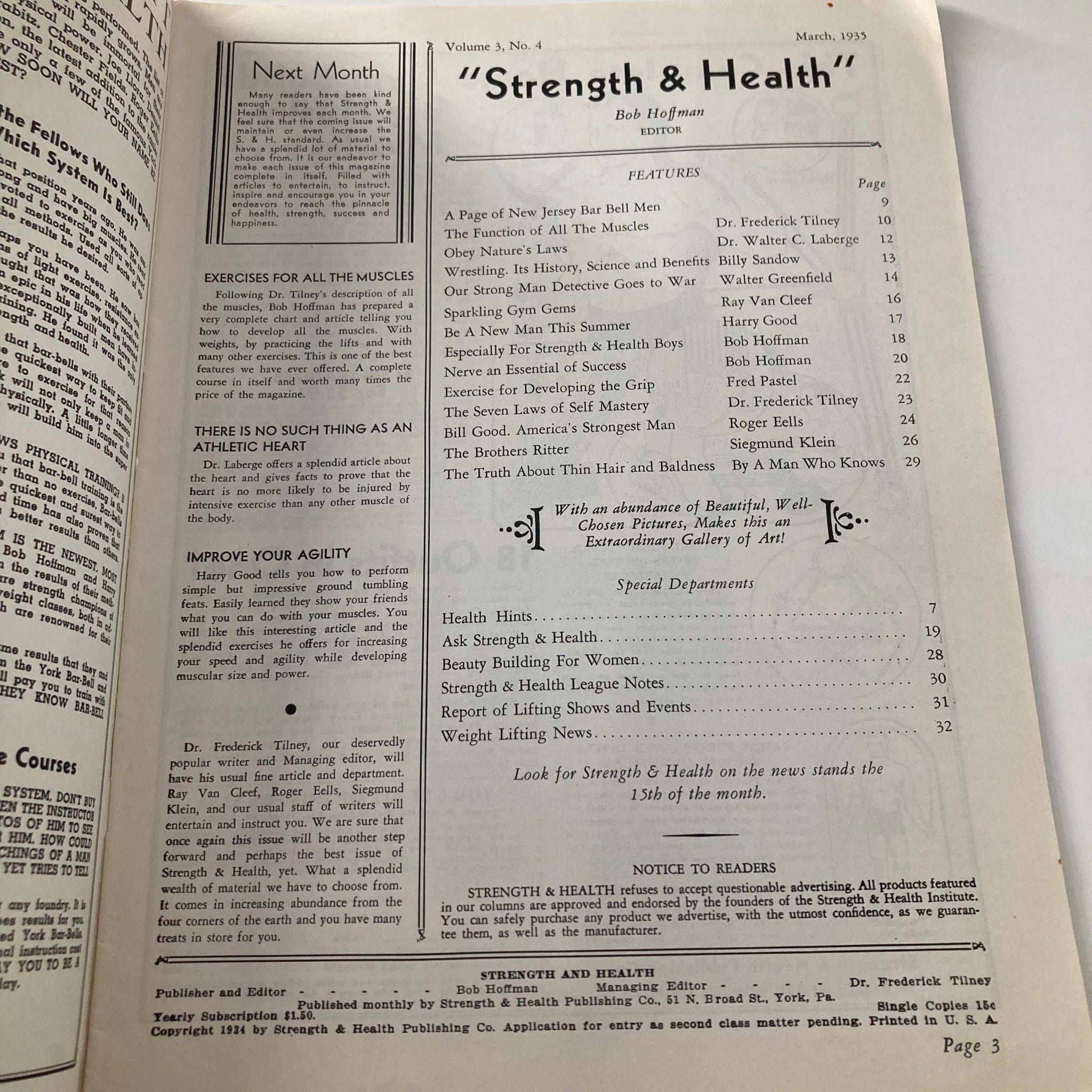 VTG Strength & Health Magazine March 1935 Obey Nature's Laws No Label